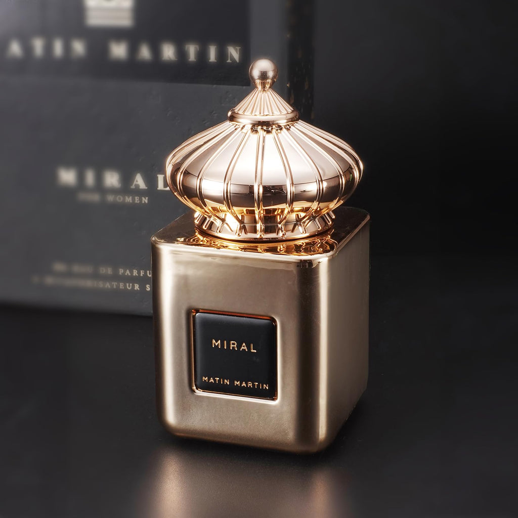 Matin Martin Miral - Luxury Arabian Perfume for Women - Oriental Fragrance with Notes of Pear, Orange, Mandarin, Jasmine, Tonka - Arabic Long Lasting Scent - Travel Size - 3.4 oz Eau de Parfum Spray