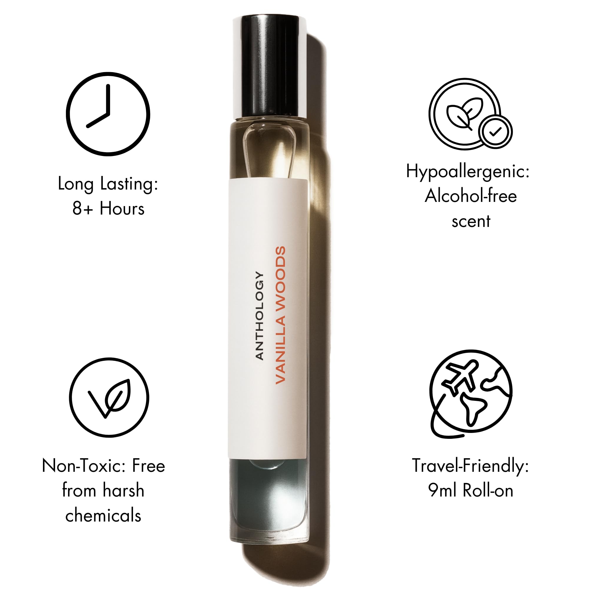Anthology Vanilla Woods Perfume Oil roll-on 0.3oz | Woody & Vanilla Notes | Alcohol-Free Rollerball