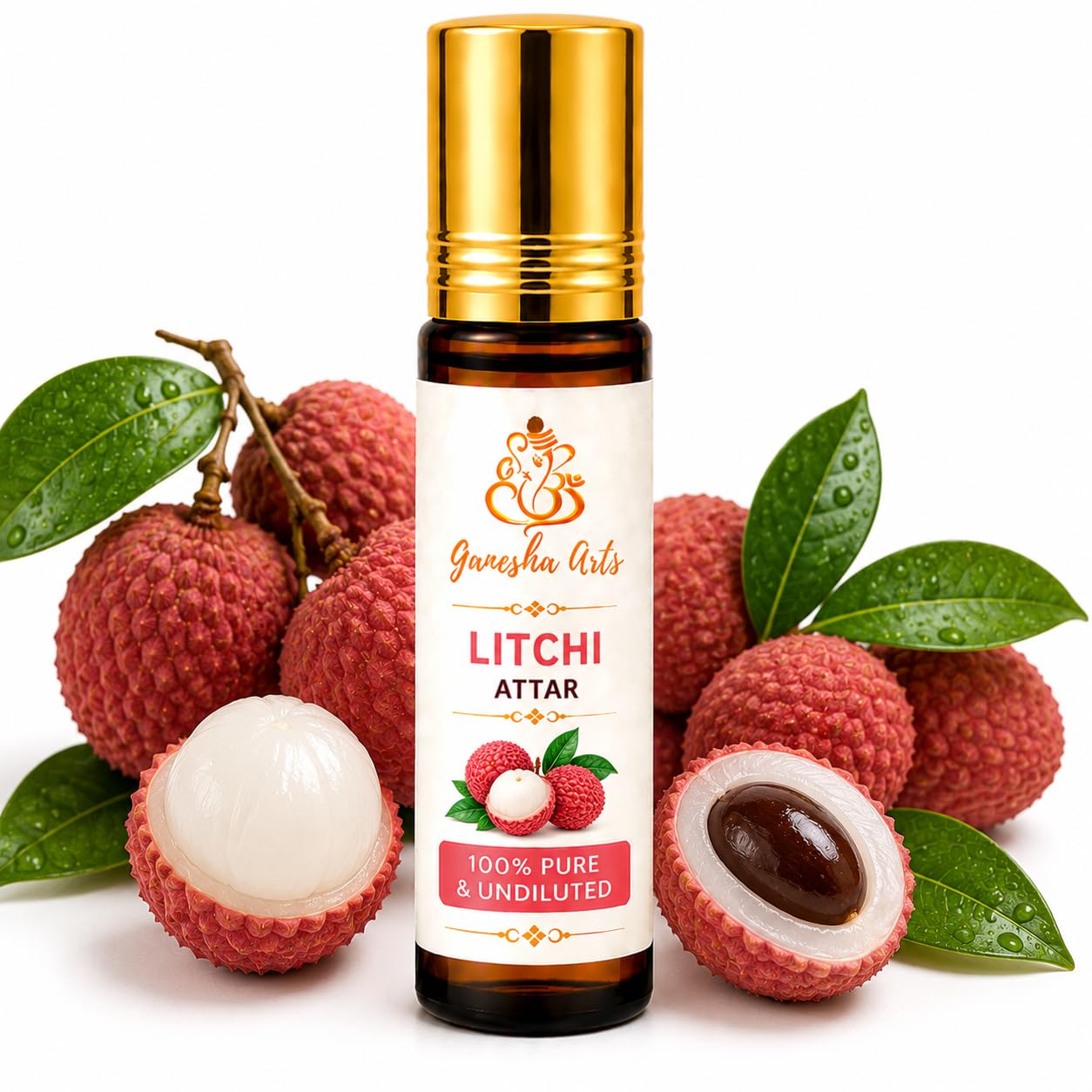 Ganesha Arts Litchi Attar Perfume Oil | Premium Alcohol Free Fragrance, 10 ML