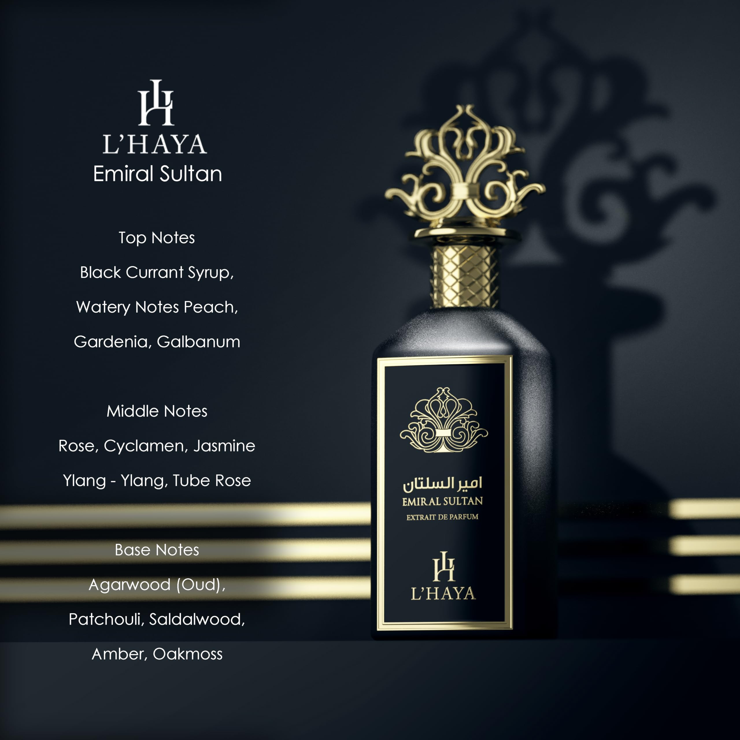 L'HAYA Emir Al Sultan Extrait De Parfum, Natural Spray, 3.4 FL OZ, 100 ML