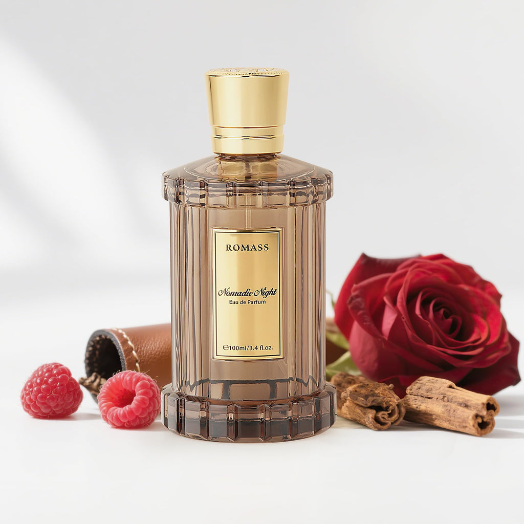ROMASS Nomadic Night Long Lasting Unisex Oud Perfume - 3.4oz/100ml Eau de Parfum, Warm Woody Scent with Smoked Oud, Desert Sage, Rose & Raspberry, Gift for Men Women