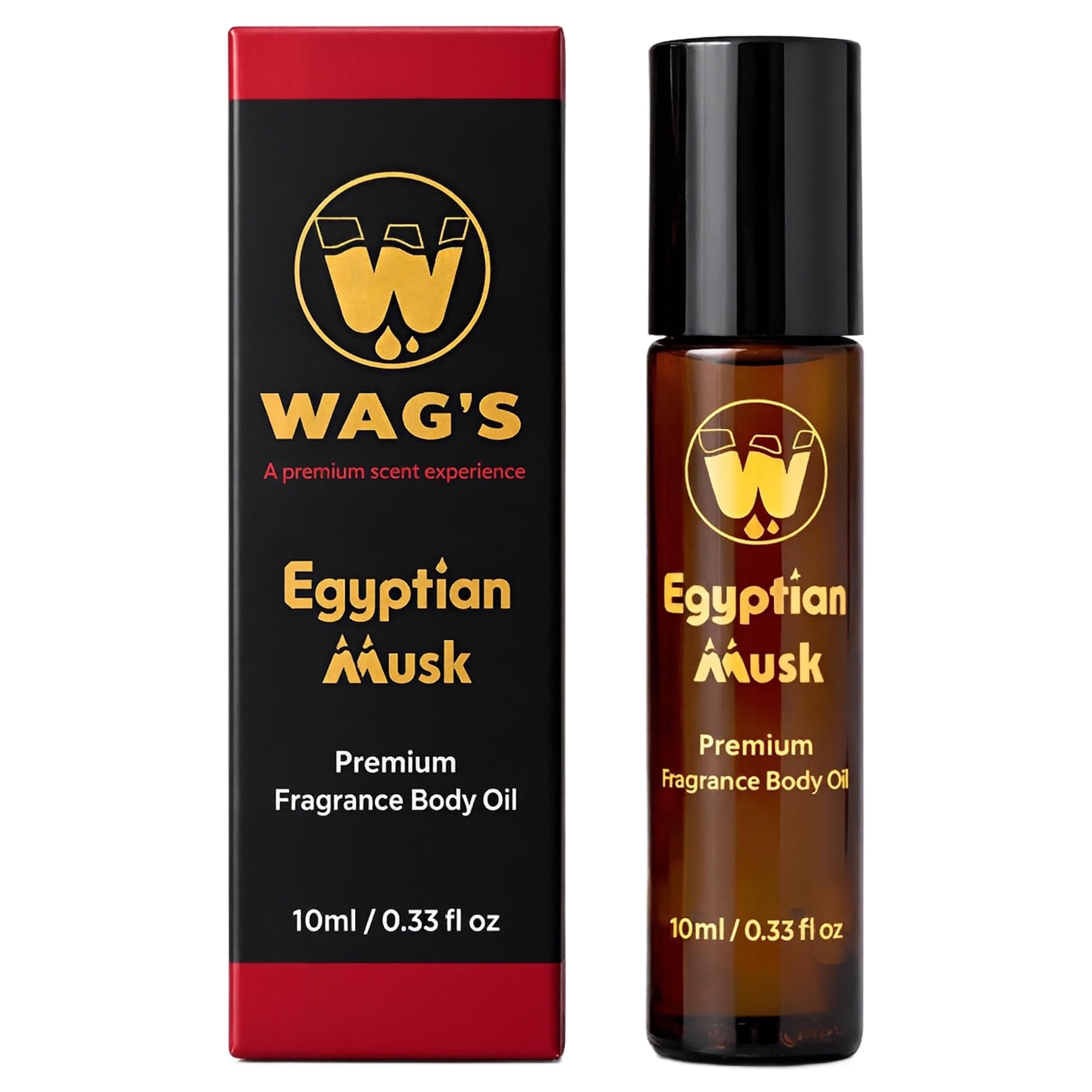 WagsMarket Egyptian Musk Oil, Choose from Roll On to 0.33oz - 4oz Glass Bottle, (0.33oz Roll On)