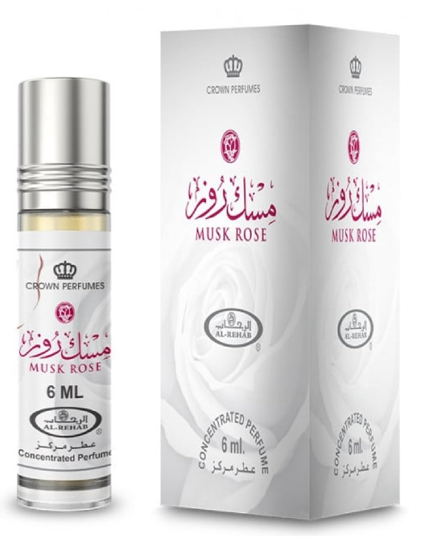 Al Rehab Musk Rose Concentrated Perfume Oil for Women, 0.2 Ounce / 6ml (Pack of 2)