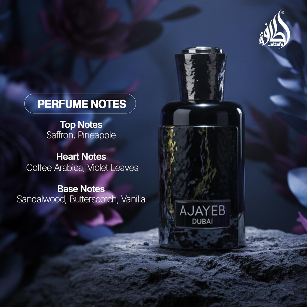 Lattafa Ajayeb Dubai Eau de Parfum Spray for Men, 3.4 Ounce