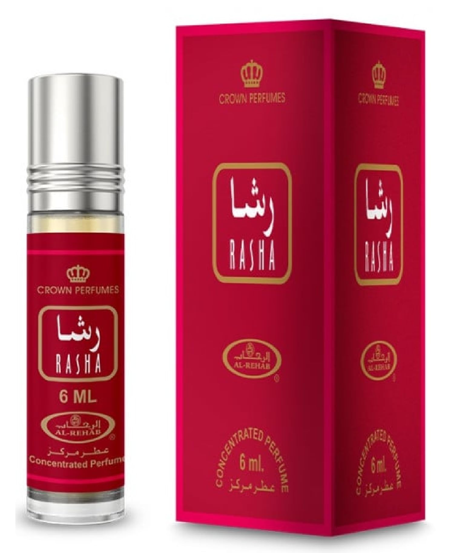 Al-Rehab Rasha Concentrated Perfume Rollerball for Women, 0.2 Ounce / 6ml (Pack of 2)