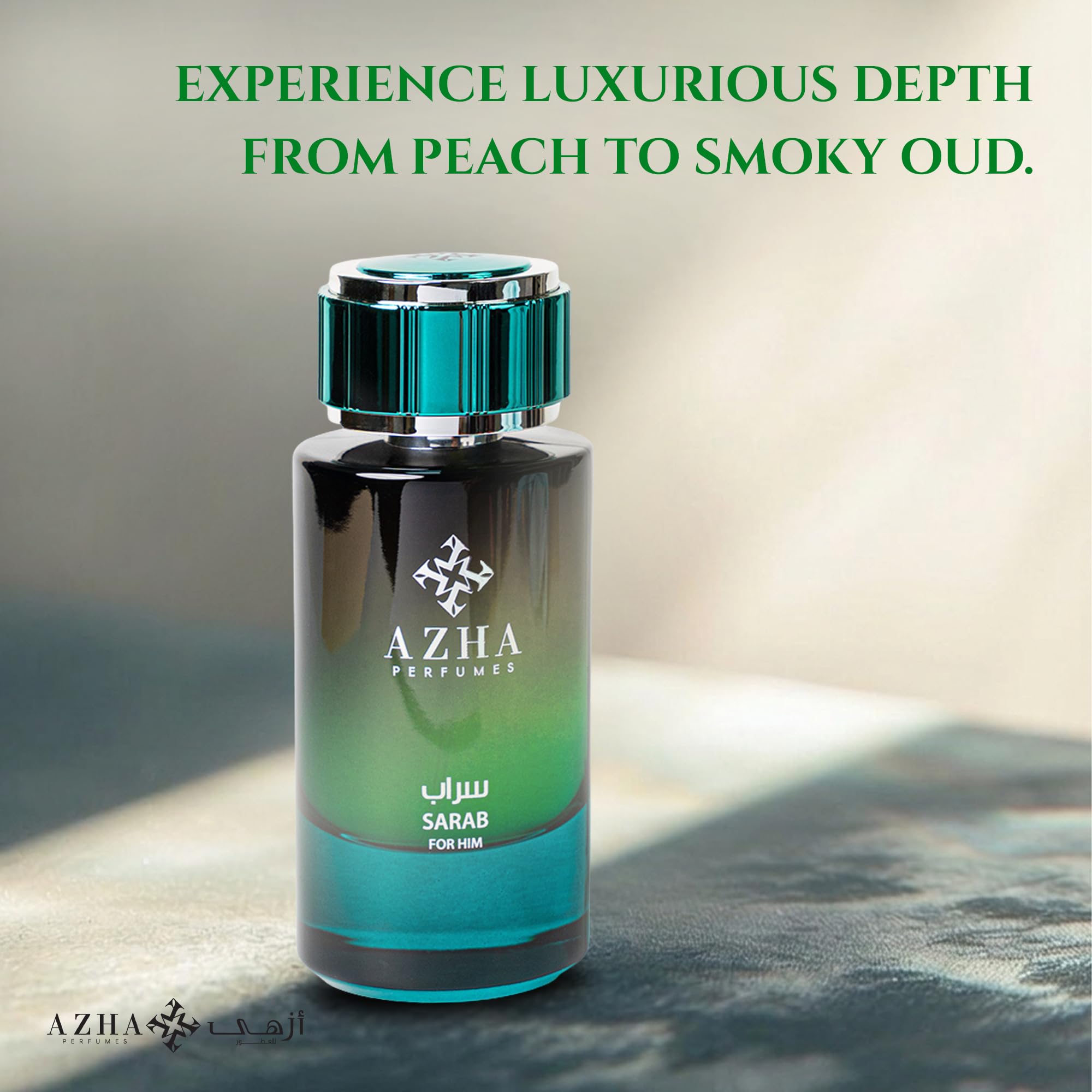 AZHA Sarab For Him Eau De Parfum Spray 100ML (3.4 OZ) Long Lasting Arabian Perfume For Men - A Captivating Fusion of Floral & Woody Notes with Peach & Ambergris Richness - Premium Perfume Men