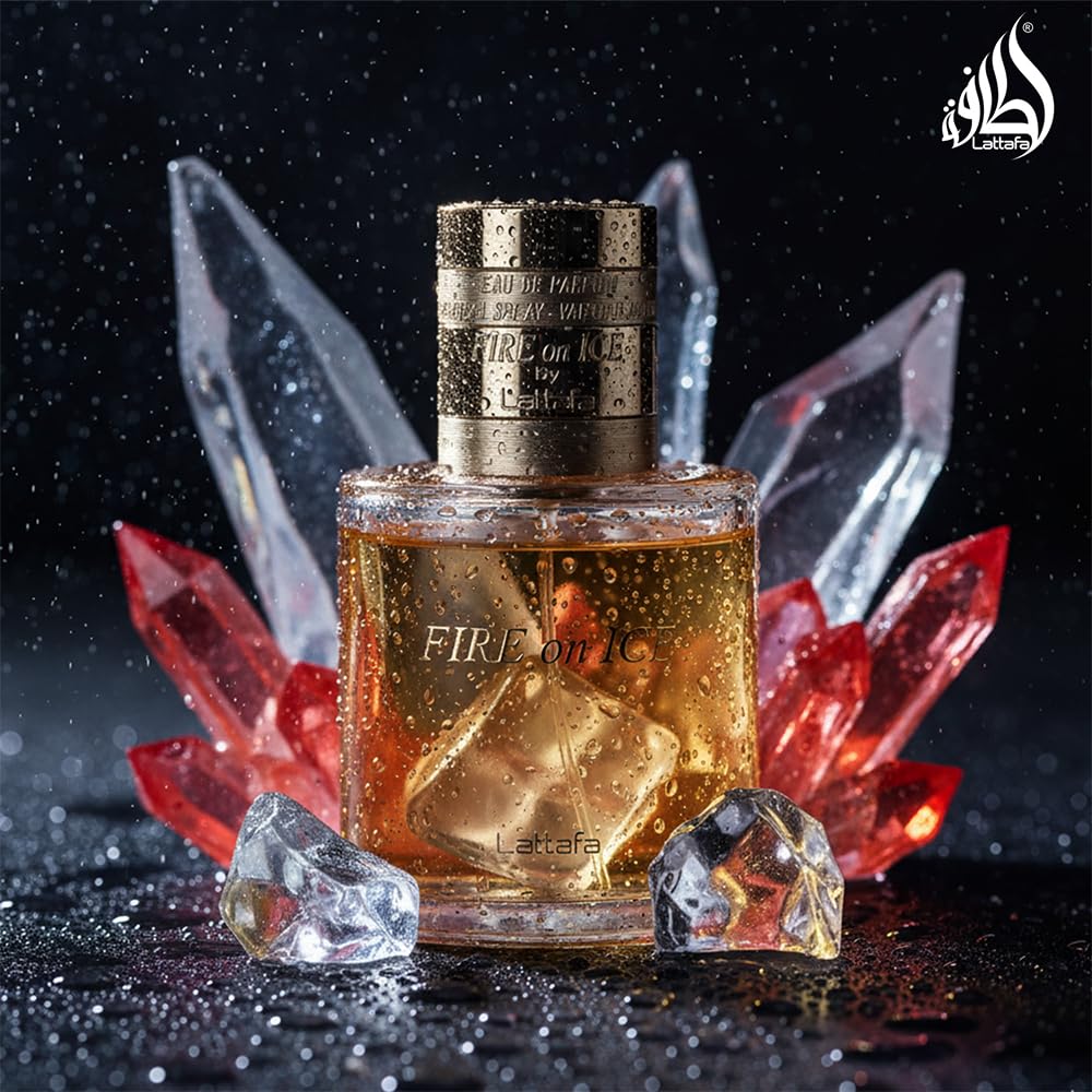 Lattafa Fire On Ice – Fruity, Spicy, Woody, Ambery – Eau de Parfum Spray Long-Lasting Fragrance for Unisex, 3.71 Ounce / 110 ml