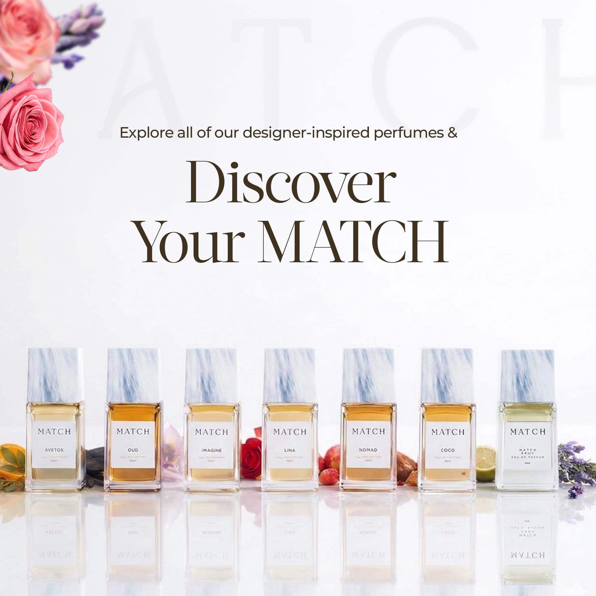 Match Oud Eau de Parfum - Luxury Oud Perfume with Citrus, Turkish Rose & Saffron - Amber, Leather & Vanilla Notes, Long Lasting Bold Fragrance for Men & Women 50 ml / 1.7 oz