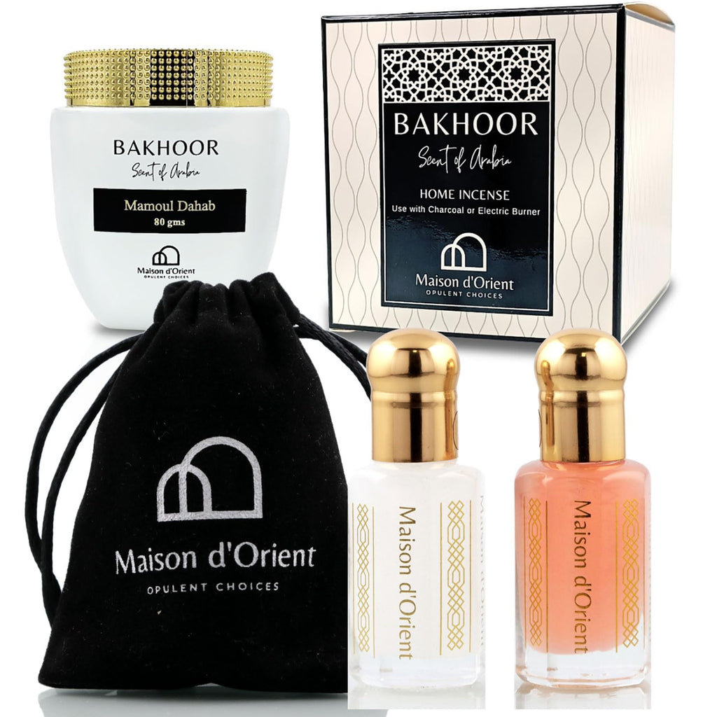 Bakhoor Incense Muattar 80g, Musk Tahara and Pink Musk Perfume Oils