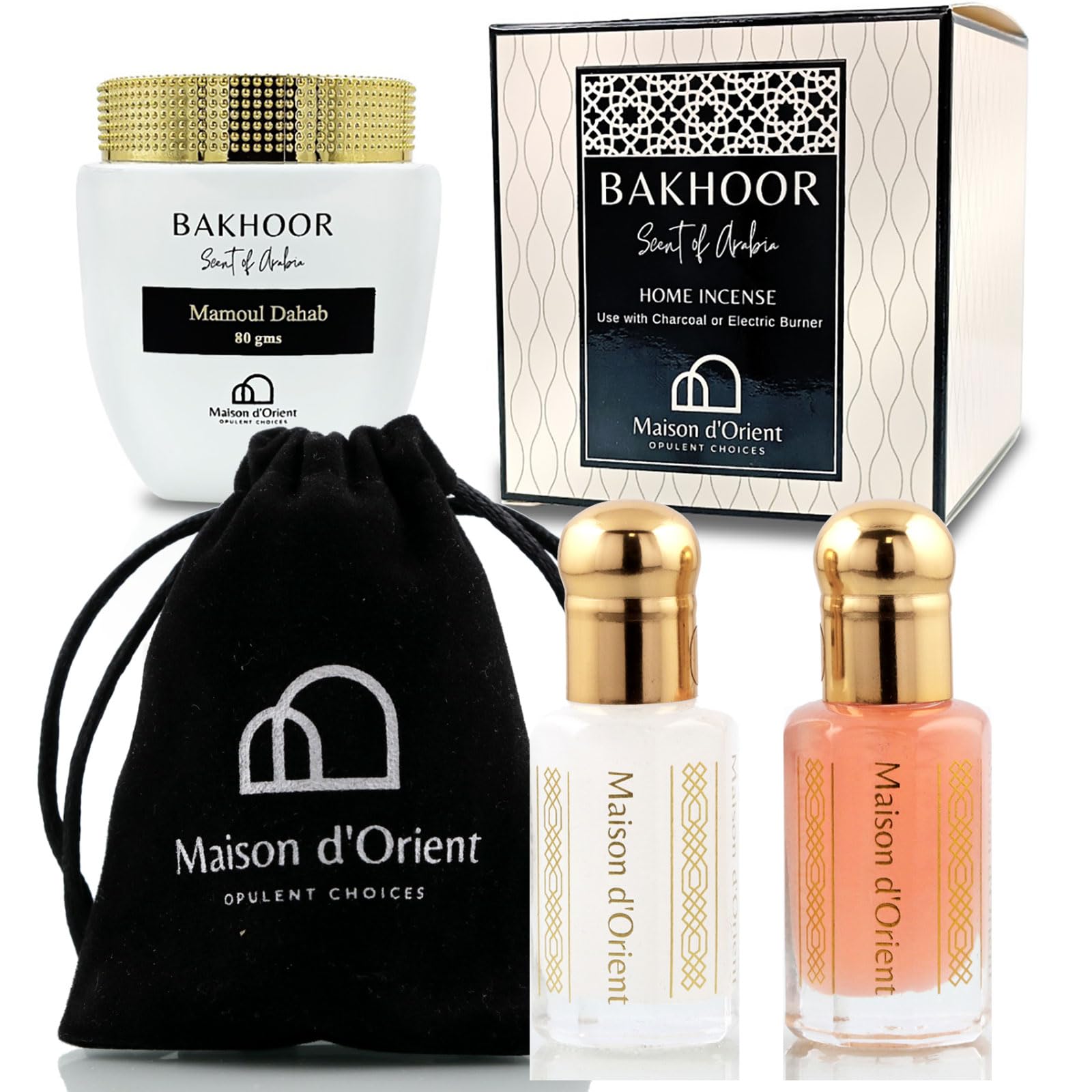 Bakhoor Incense Muattar 80g, Musk Tahara and Pink Musk Perfume Oils