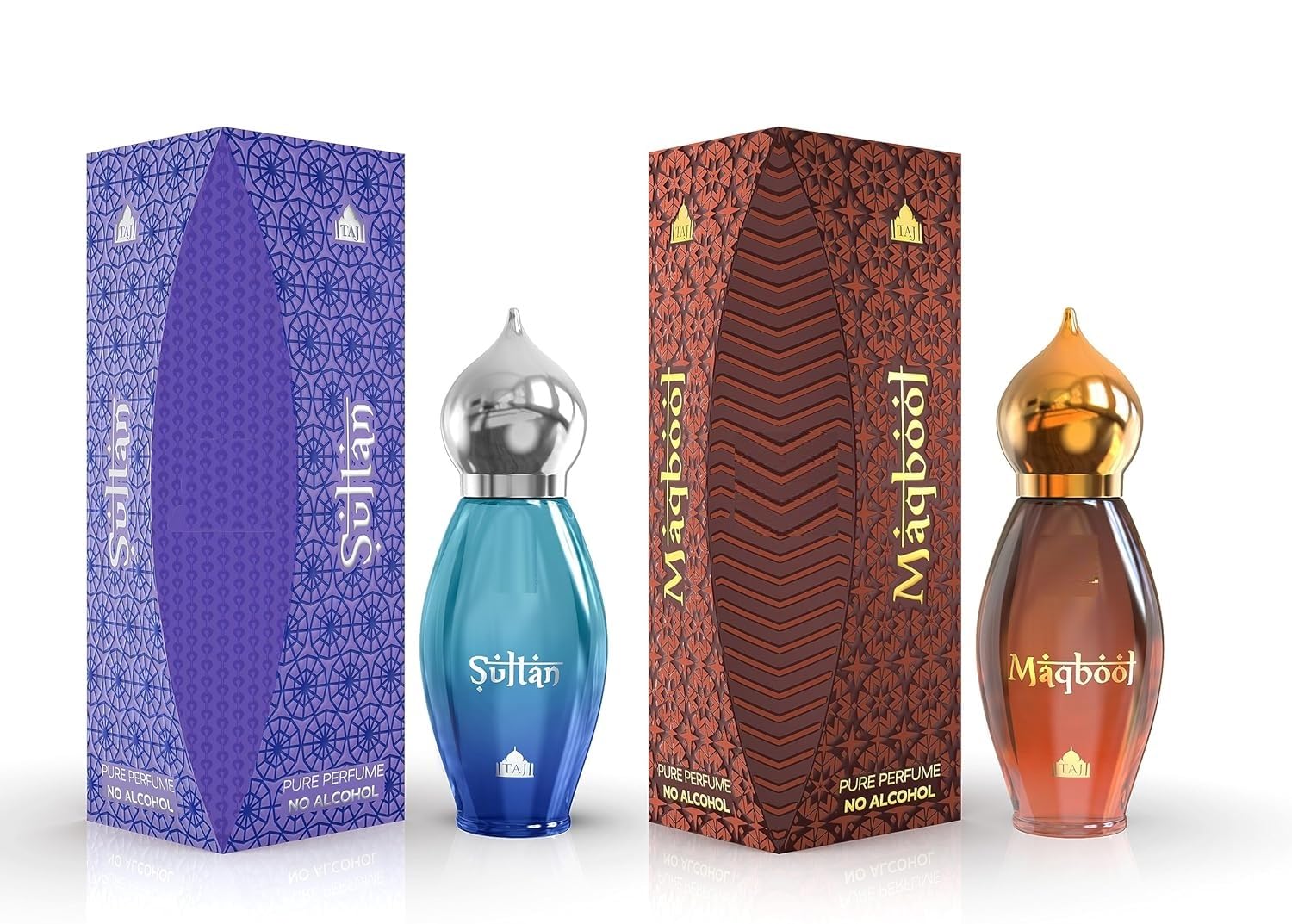 Taj Edition Attar Combo Pack of SULTAN and MAQBOOL (9ml Each) | Pure Attar Perfume | No Alcohol Unisex Perfume Roll-On For Men And Women