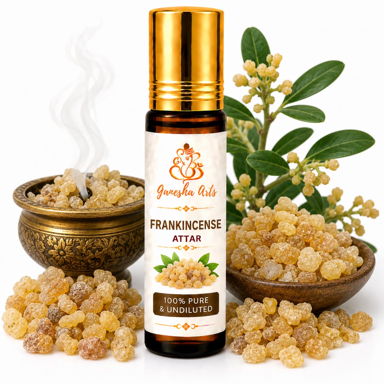 Ganesha Arts Frankincense Attar Perfume Oil | Premium Alcohol Free Fragrance, 10 ML