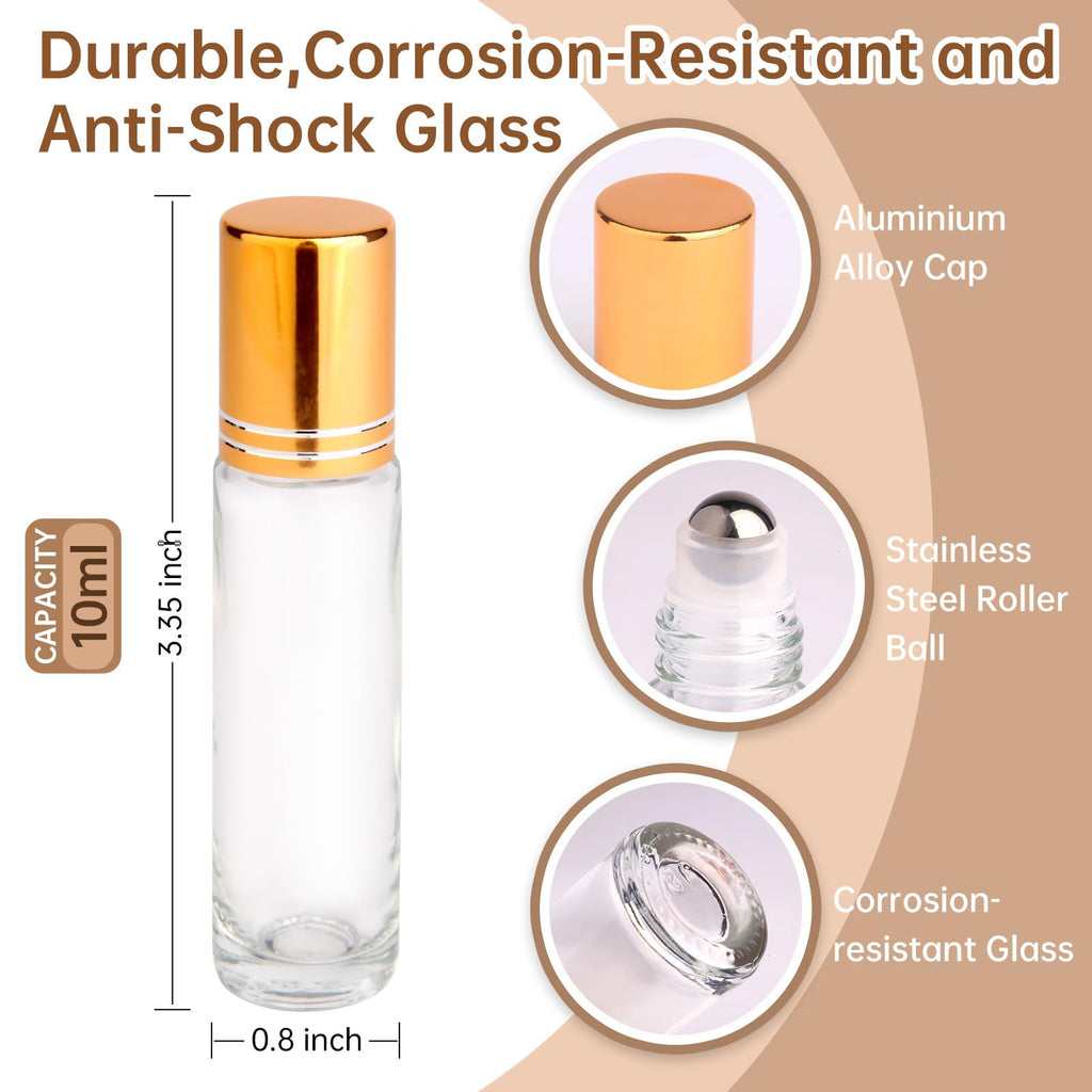 Clear Roller Set – 24-Pack 10ml Glass Bottles