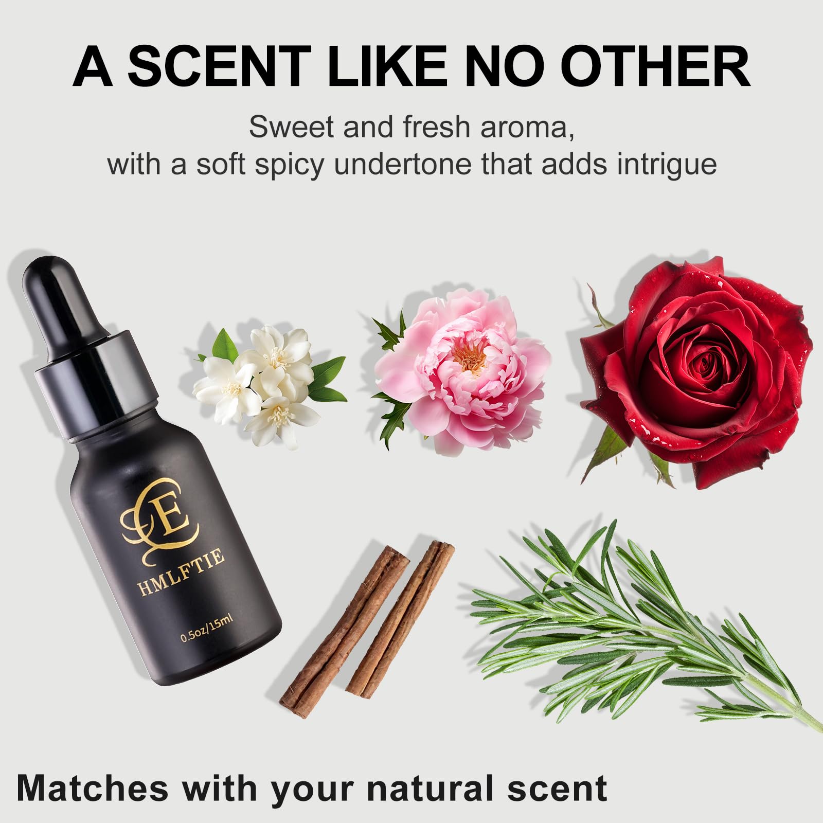 HMLFTIE Women's Natural Pheromone Perfume Oil, Sweet Rose & Jasmine Fragrance, Long-Lasting Alcohol-Free, 0.5 fl oz Travel Size, Vegan & Cruelty-Free