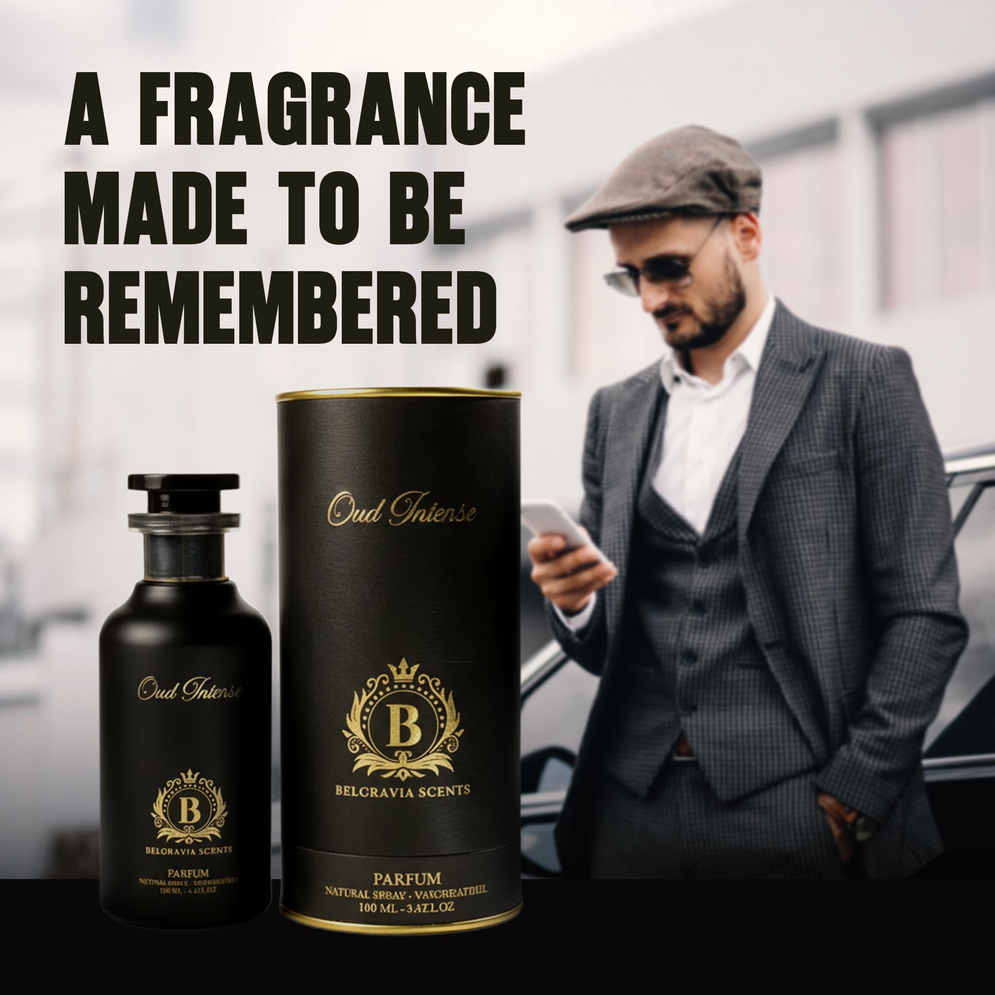 Belgravia Scents Oud Intense Unisex Eau De Parfum 100ml (3.4 oz) - Long-Lasting Fragrance For Men & Women Premium Oil-Based Saffron Cologne With Oud & Rose Luxury Arabian Perfume EDP