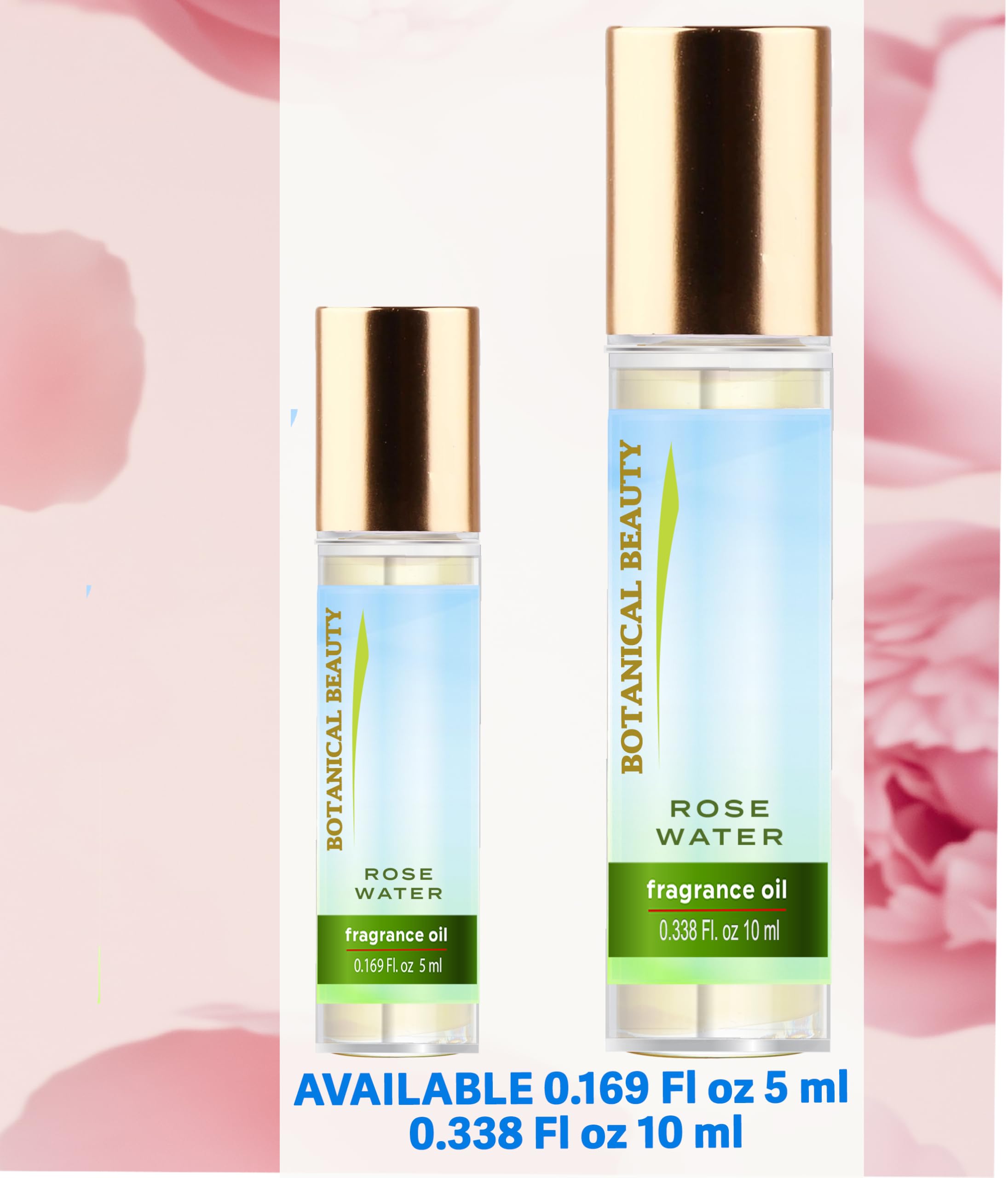 Botanical Beauty ROSE WATER FRAGRANCE OIL ROLL-ON. Rollerball Perfume, Long Lasting an luxury scent of blend of Rose de Mai Absolute, Pink Peony, Pink Jasmine, Musk, Amber (0.169 Fl Oz 5 ml)