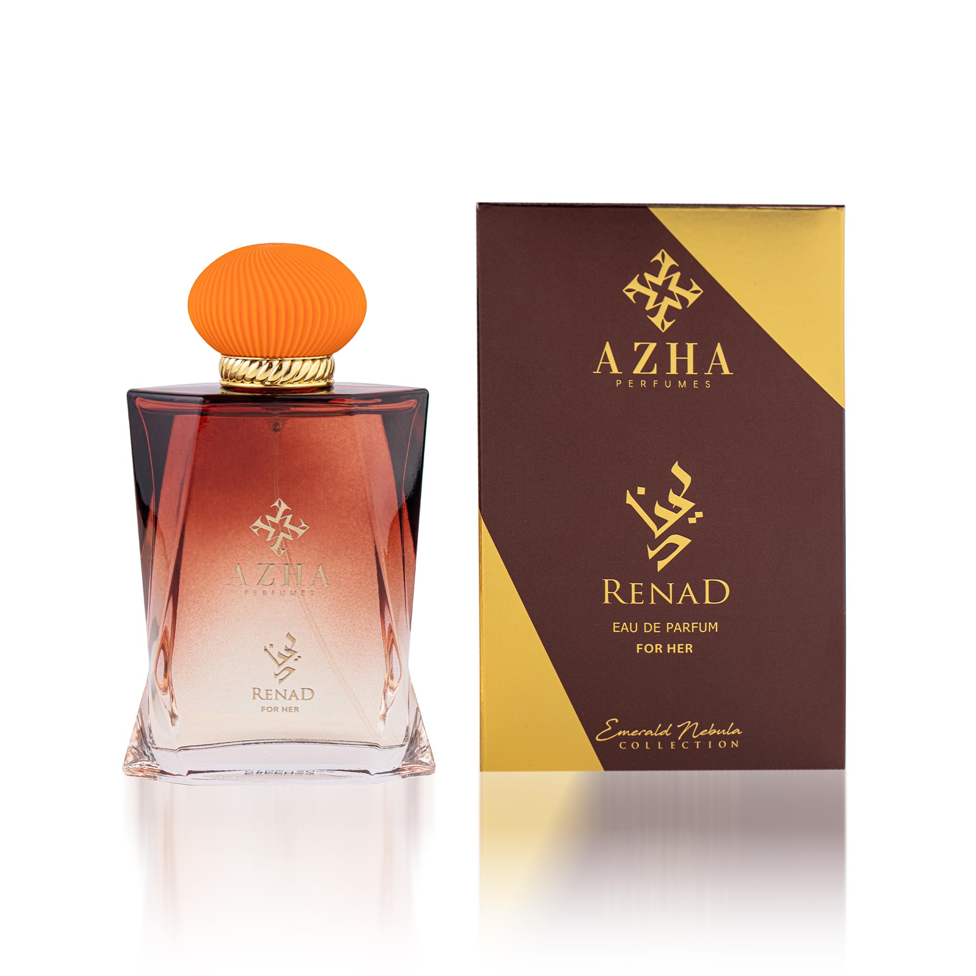 Azha Perfumes Emerald Nebula Renad Eau de Parfum for Women, 3.4 Fl Oz / 100 mL, Long Lasting Arabian Perfume Spray, Fresh Floral Woody Fragrance with Bergamot, Jasmine, Cedarwood, Luxury Scent