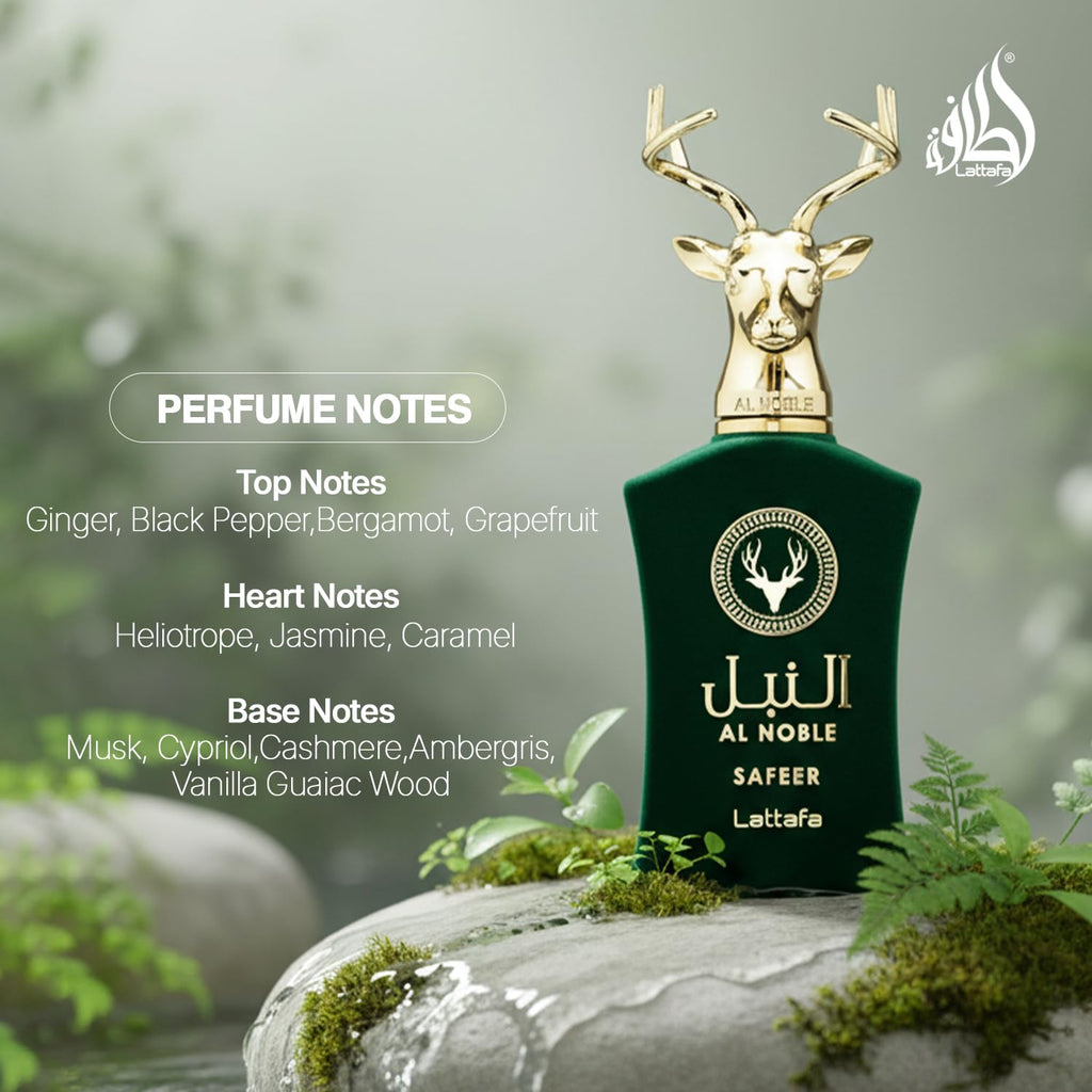 Lattafa Al Noble Safeer Eau de Parfum Spray for Unisex, 3.4 Ounce