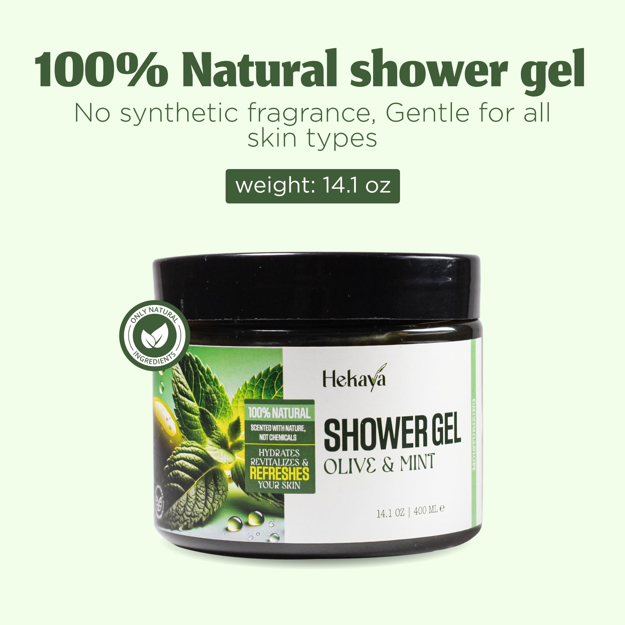 Hekaya Olive Oil & Mint Body Scrub – 14 oz | Deep Exfoliating & Hydrating Scrub for Dry Skin | Refreshing Mint Aroma | Natural Body Exfoliator for Women & Men