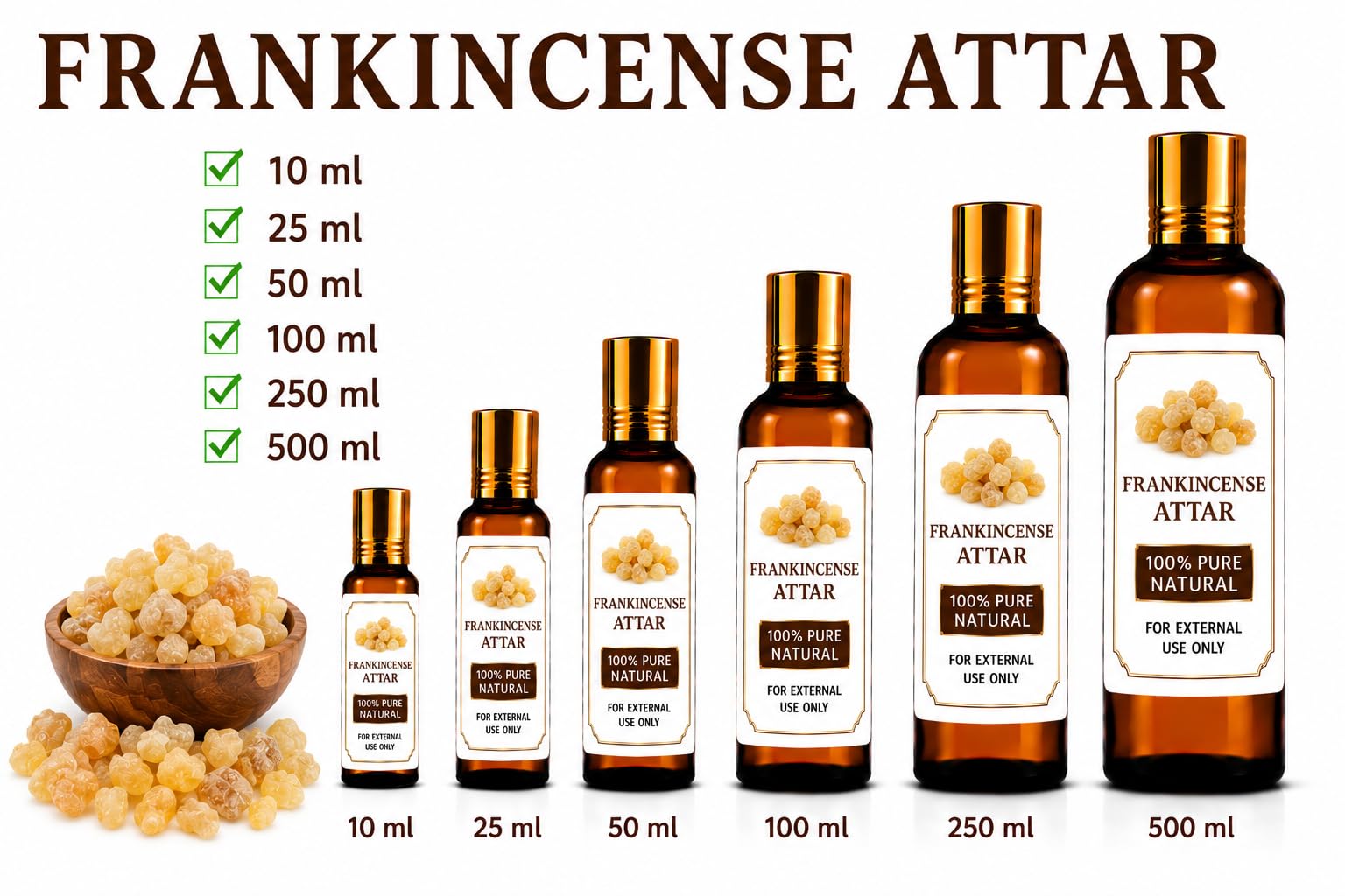 Ganesha Arts Frankincense Attar Perfume Oil | Premium Alcohol Free Fragrance, 10 ML