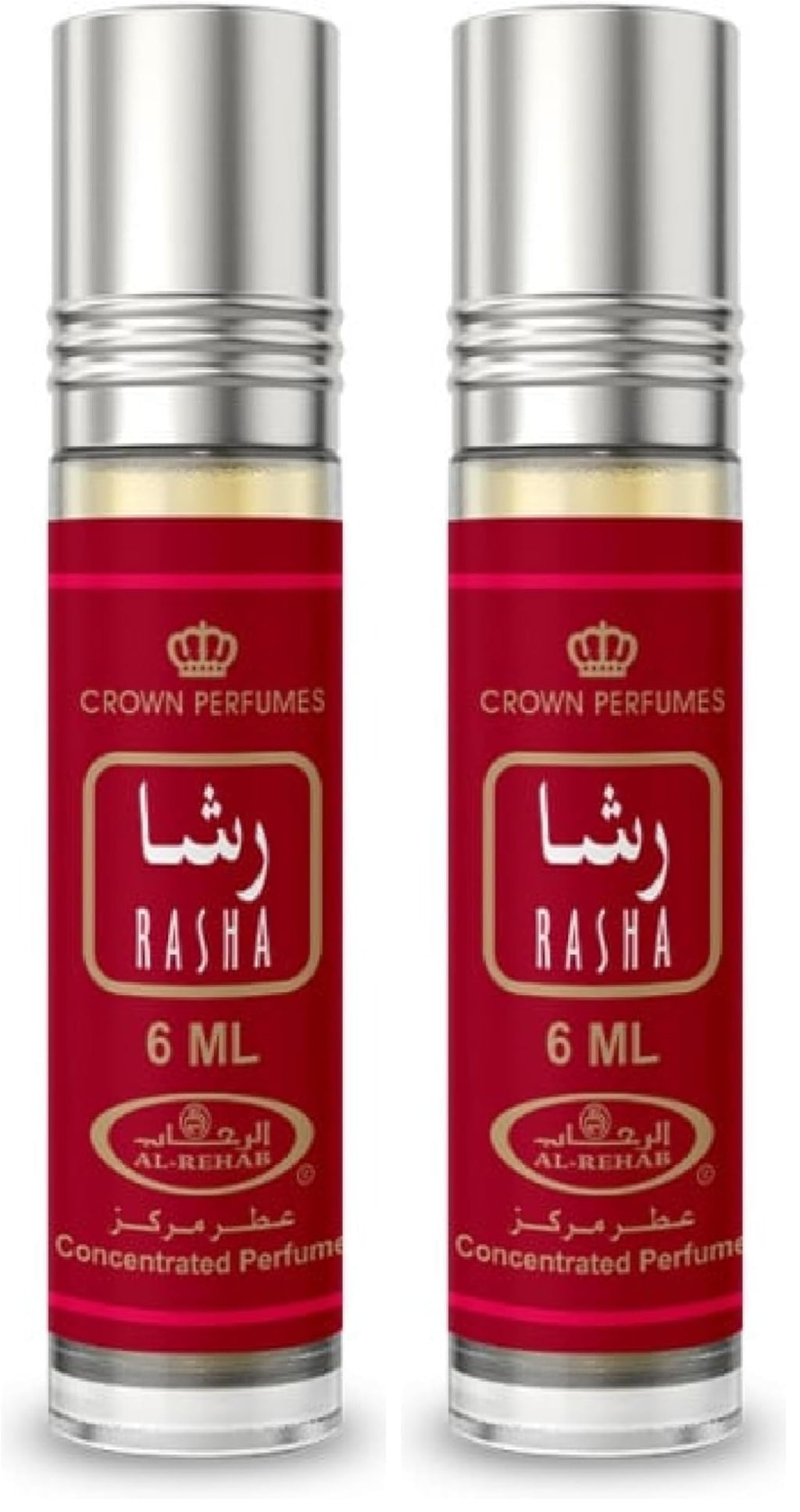 Al-Rehab Rasha Concentrated Perfume Rollerball for Women, 0.2 Ounce / 6ml (Pack of 2)