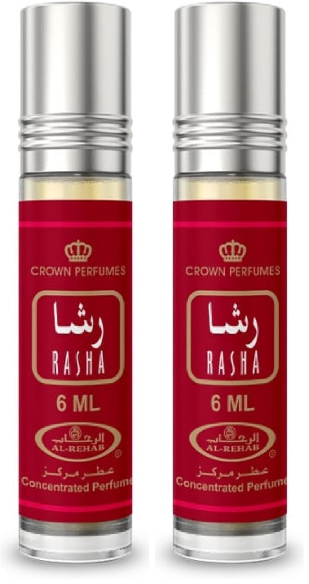 Al-Rehab Rasha Concentrated Perfume Rollerball for Women, 0.2 Ounce / 6ml (Pack of 2)