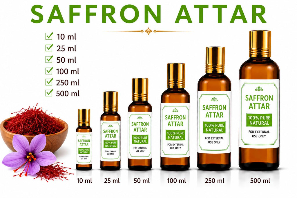Ganesha Arts Saffron Attar Perfume Oil | Premium Alcohol Free Fragrance, 10 ML