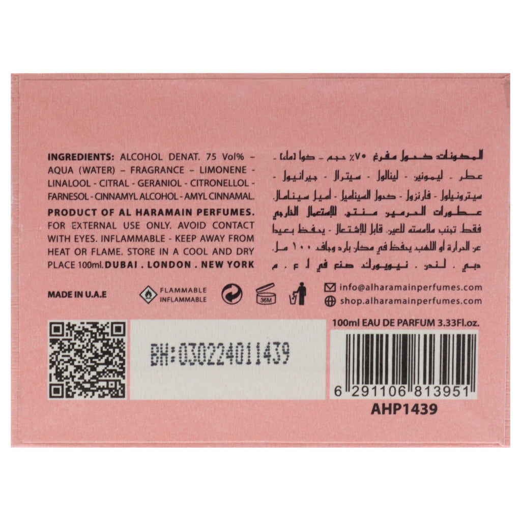 Al Haramain Loulou Rose - Perfume for Women - Long Lasting Body Spray - Fragrant Masterpiece with Peony, Litchi and Nutmeg - 3.33 oz EDP Spray