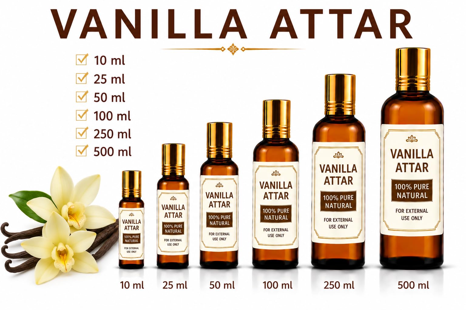 Ganesha Arts Vanilla Attar Perfume Oil | Premium Alcohol Free Fragrance, 10 ML