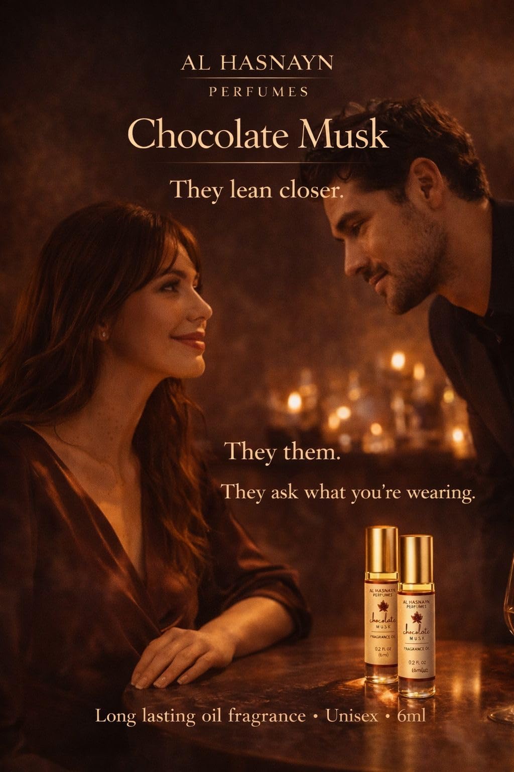 AL-HASNAYN Chocolate musk Fragrance Oil Roll-On Perfume 0.20 fl oz(6ml) |Rollerball perfume |Alcohol free| Long Lasting | Gifts for men women|