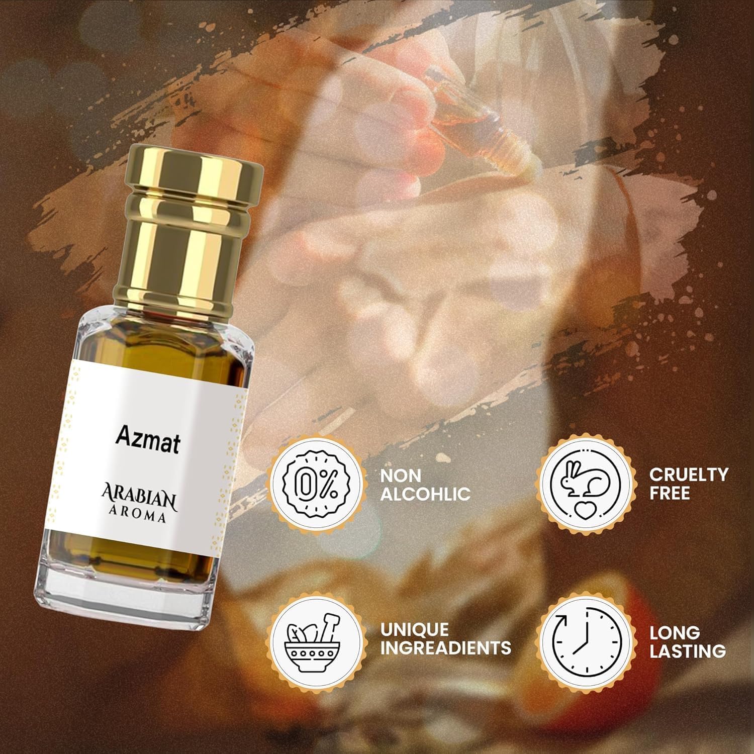 RF Arabian Mukh.allat Sheikh Attar | Woody Oud & Rose Fragrance | Alcohol-Free, Long-Lasting | 100% Pure Perfume | Ittar For Men & Women | Fresh Spicy Woody Attar for Men (6ml)