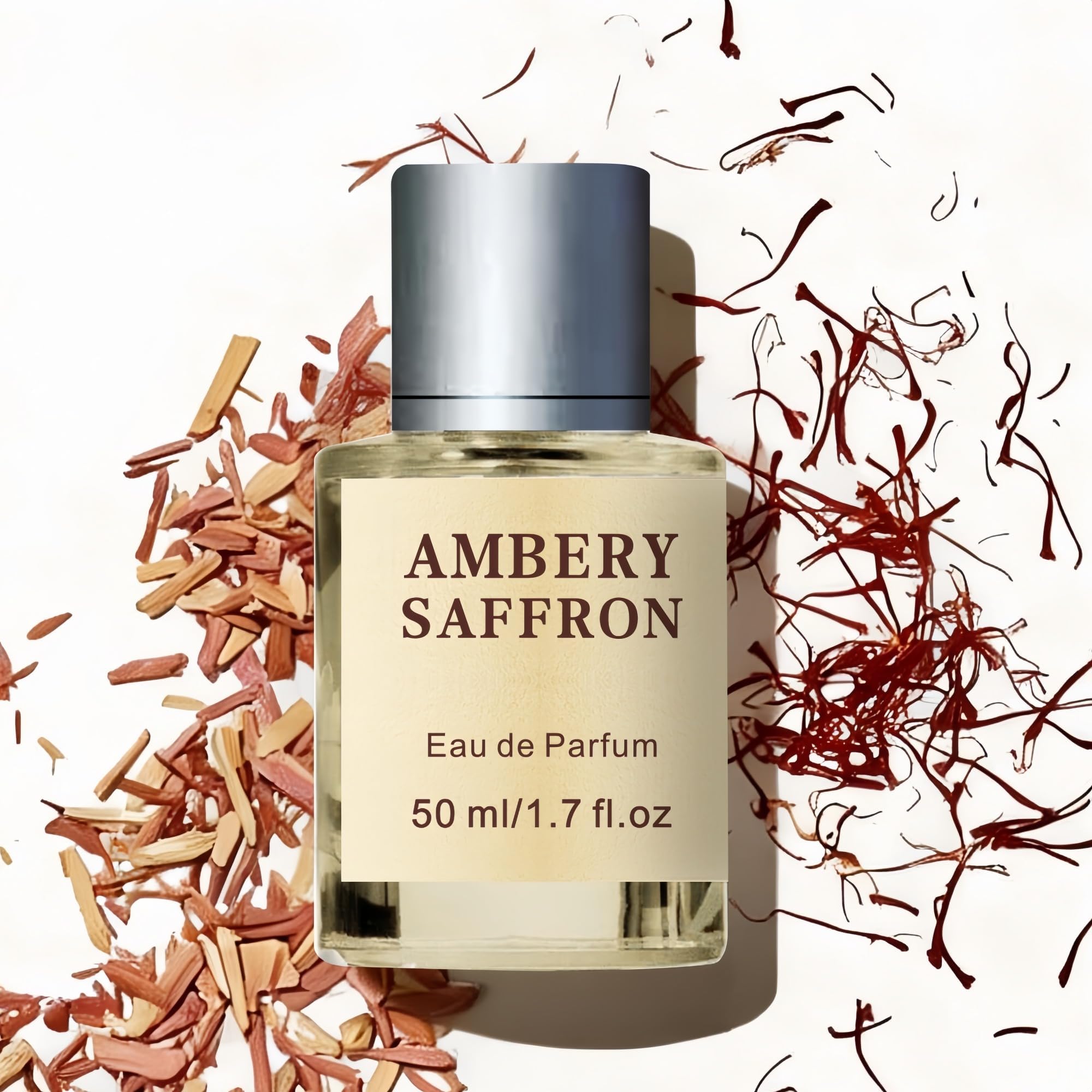 Larsweryar Ambery Saffron Eau de Parfum for Women and Men, Long Lasting Luxury Unisex Perfume Spray, Sophisticated Warm & Woody Fragrance, Vegan & Cruelty-Free, 1.7 Fl Oz (50ml)