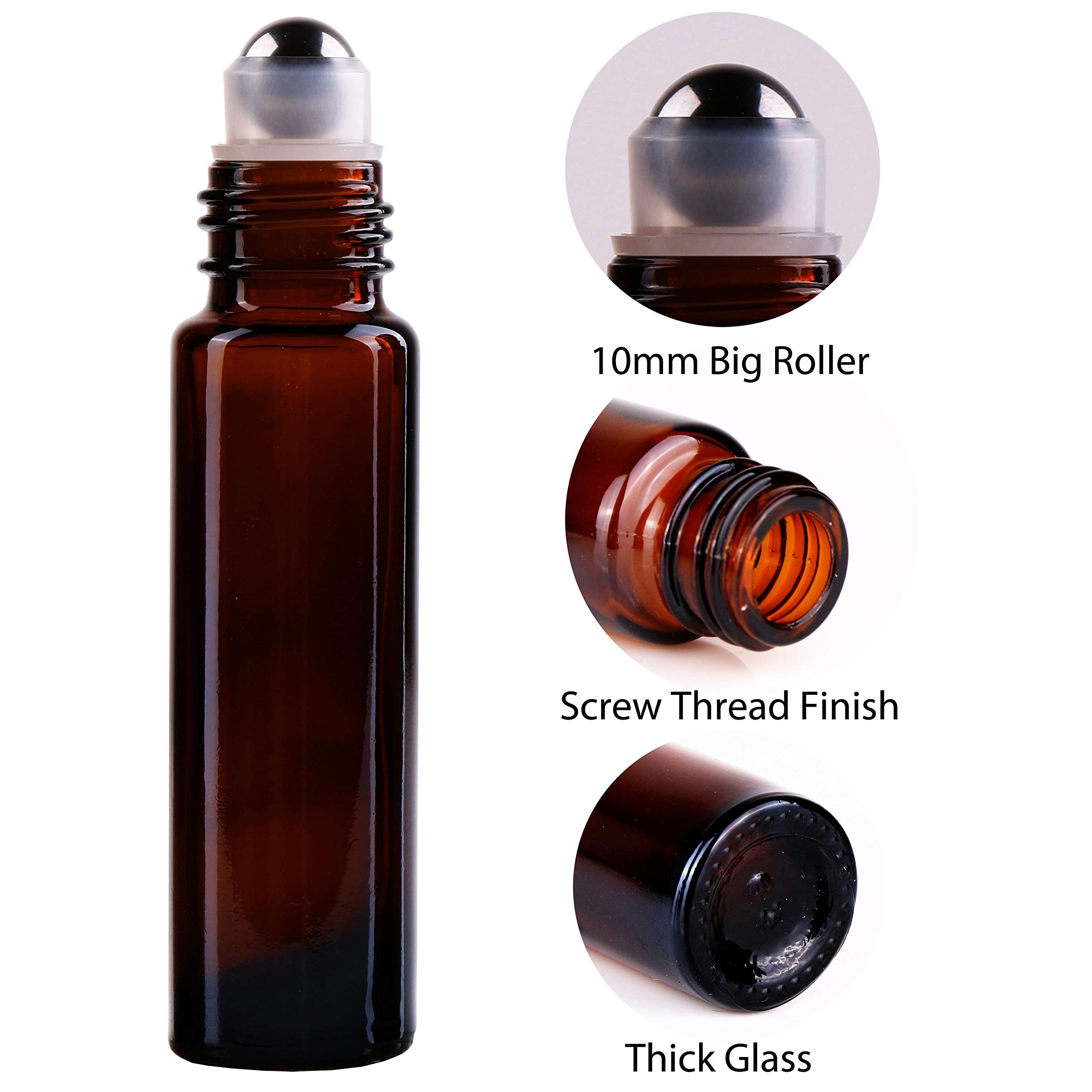 Amber Roller Set – 24-Pack 10ml Glass Bottles