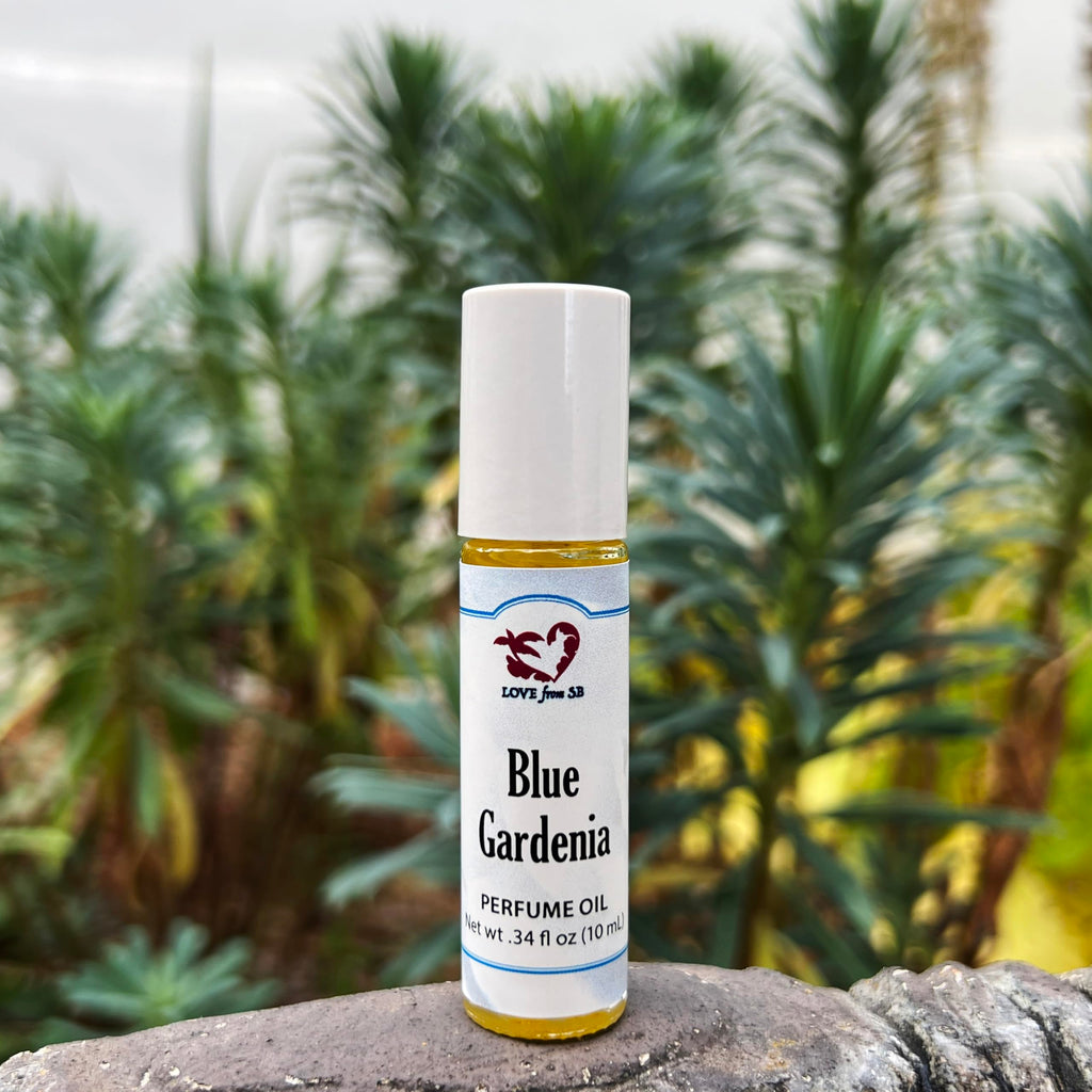 Blue Gardenia Perfume Oil | .03 oz/10 ml Roll On Bottle with Organic Jojoba Oil | Made in Santa Barbara, California (Blue Gardenia)