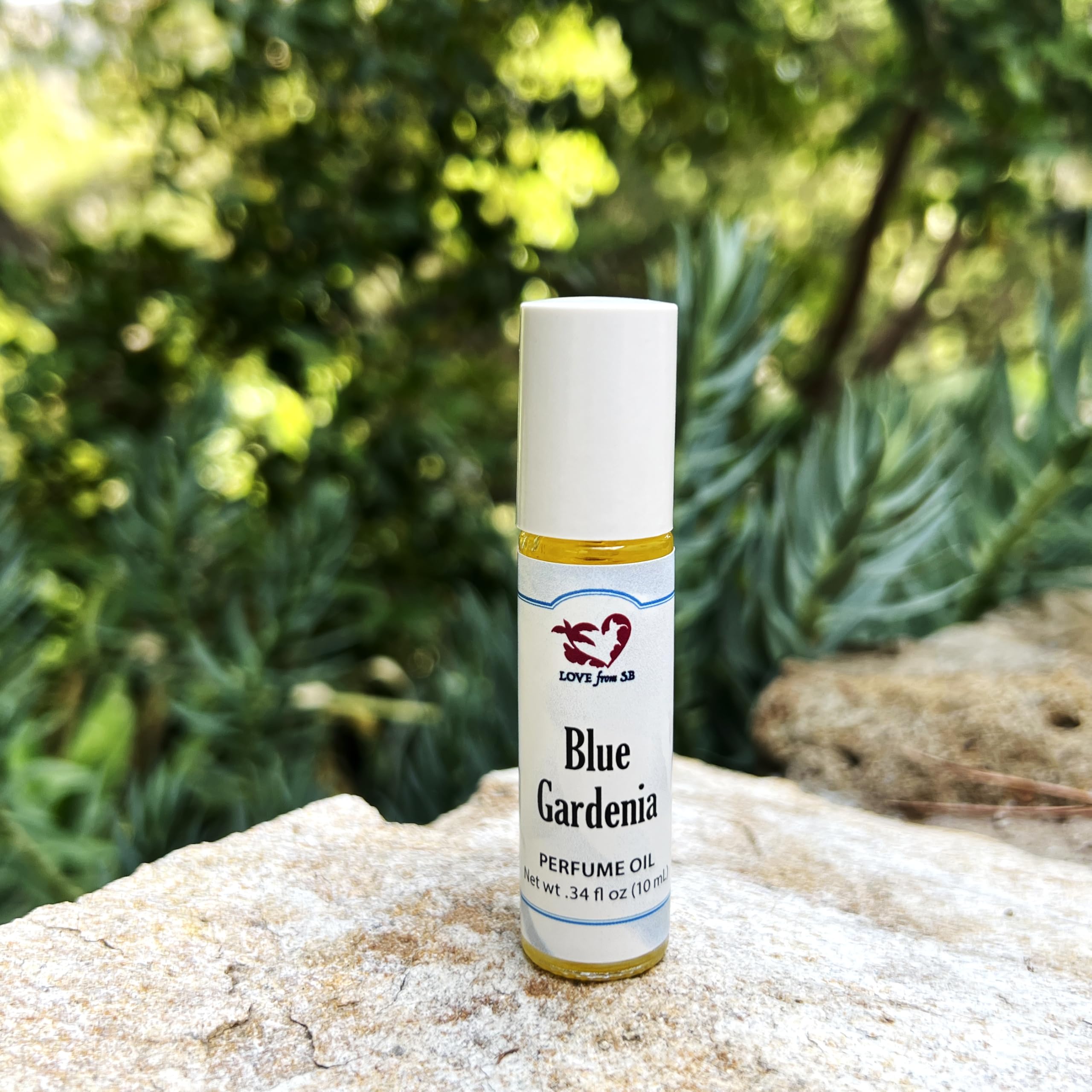 Blue Gardenia Perfume Oil | .03 oz/10 ml Roll On Bottle with Organic Jojoba Oil | Made in Santa Barbara, California (Blue Gardenia)