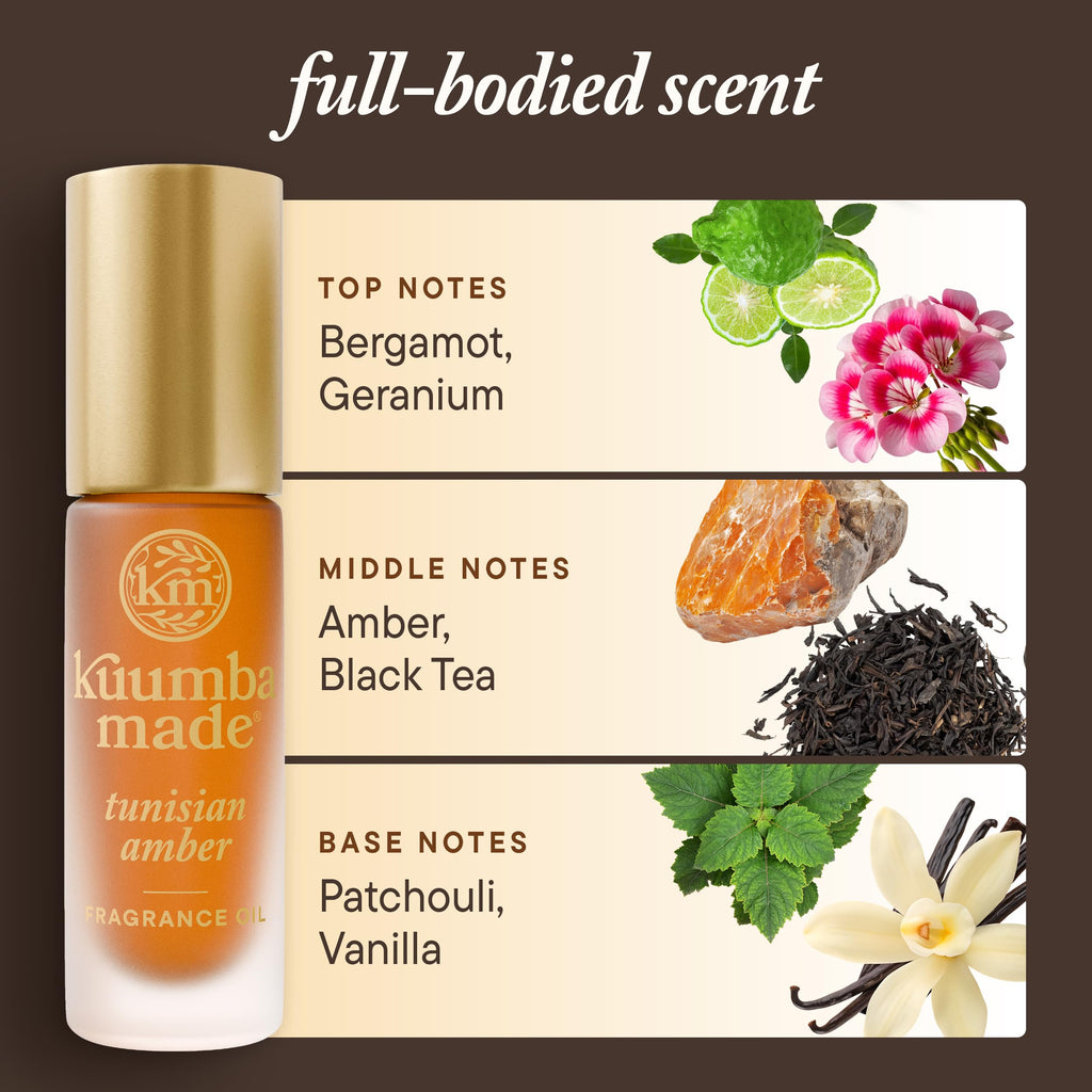 Kuumba Made Tunisian Amber Fragrance Oil, Long-Lasting Scented Oil Perfume Roller, Vegan, Alcohol-Free, 0.15 Fl Oz