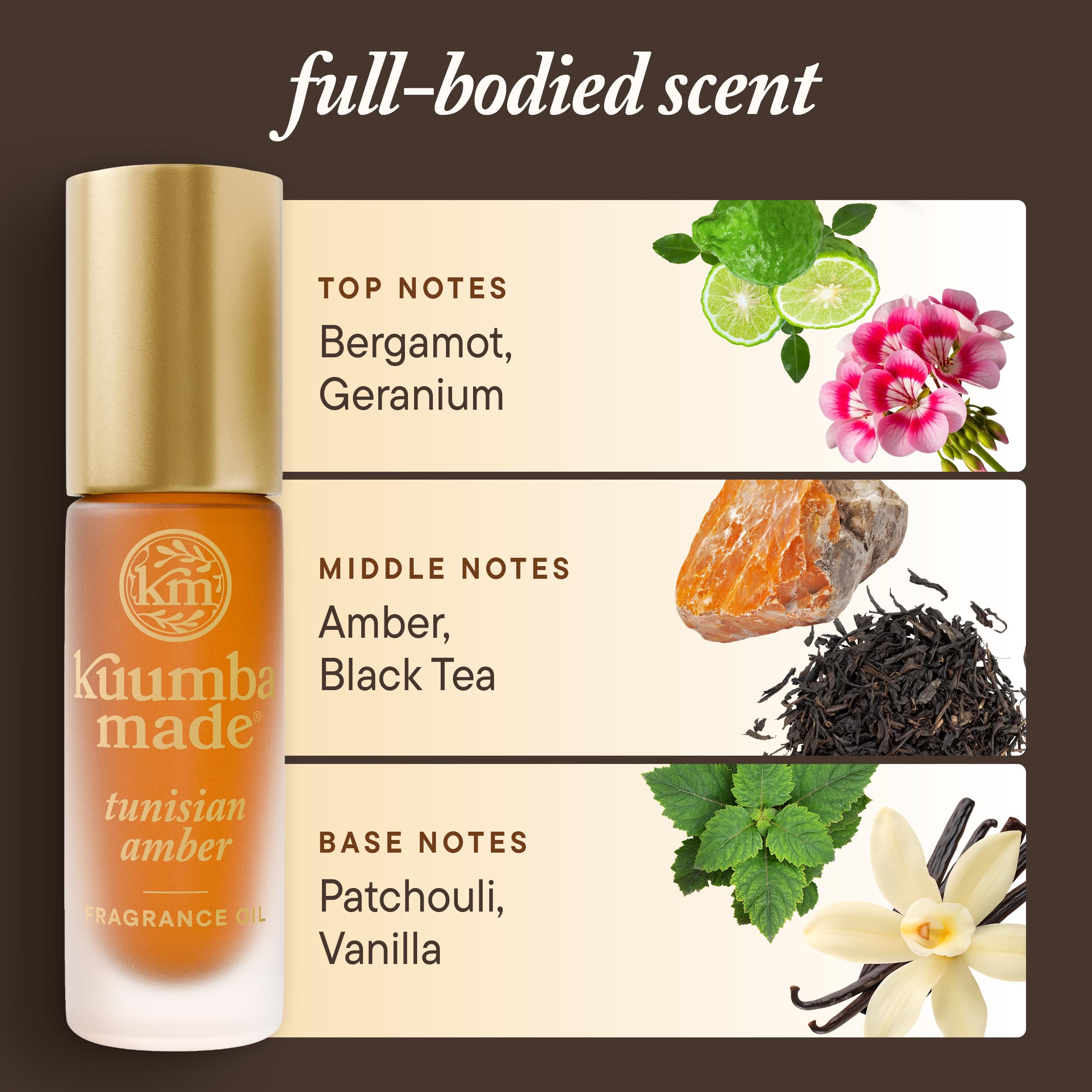 Kuumba Made Tunisian Amber Fragrance Oil, Long-Lasting Scented Oil Perfume Roller, Vegan, Alcohol-Free, 0.15 Fl Oz