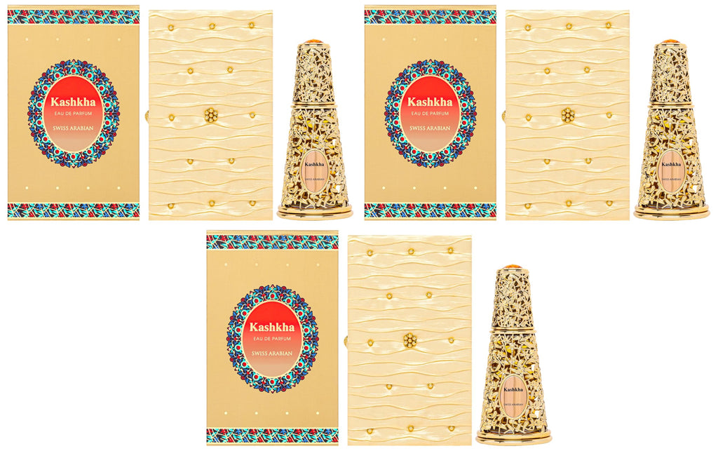 Swiss Arabian Kashkha - Luxury Products From Dubai - Long Lasting, Addictive Personal EDP Spray Fragrance - Seductive Signature Aroma - 1.7 Oz (Pack of 3)