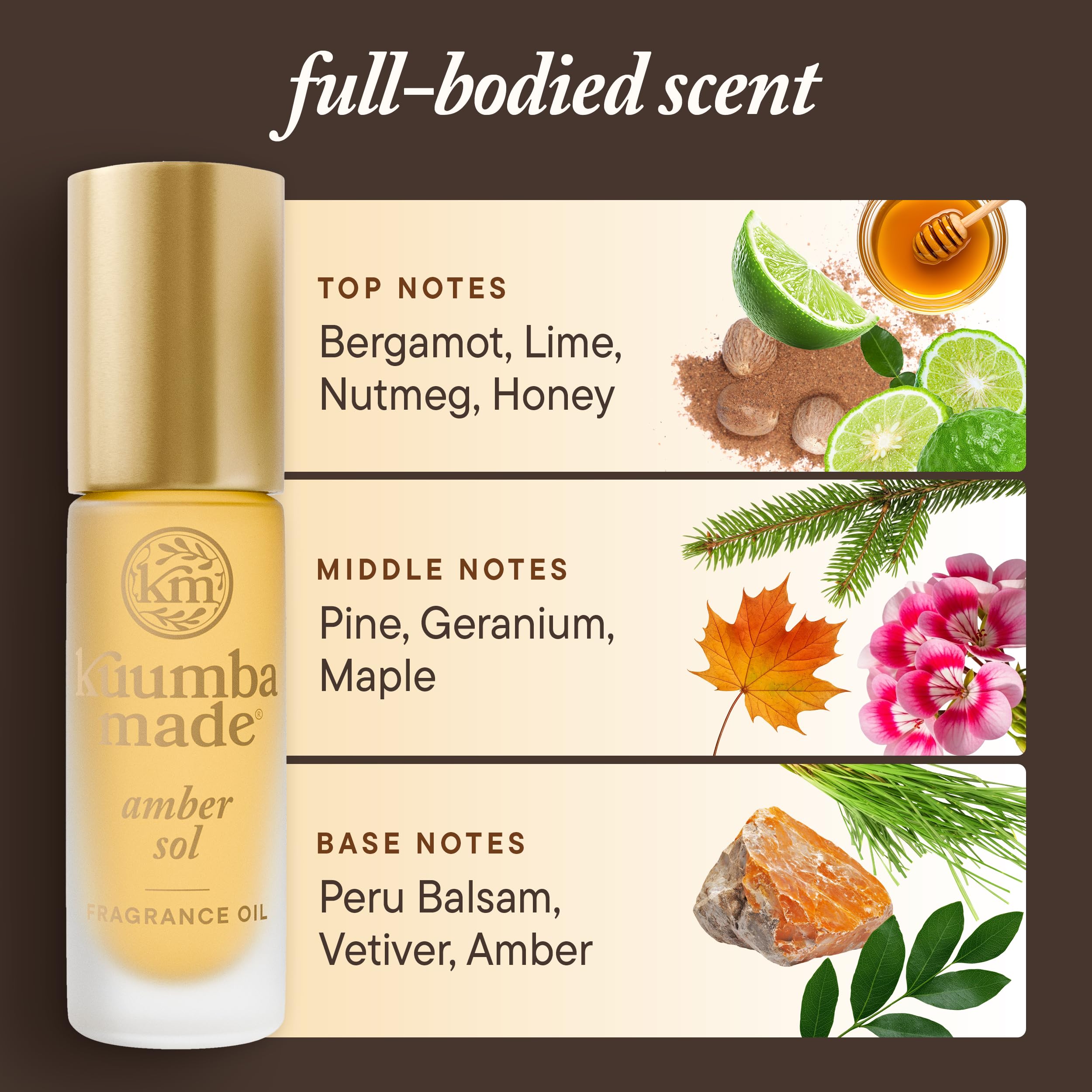 Kuumba Made Amber Sol Fragrance Oil, Long-Lasting Scented Oil Perfume Roller, Vegan, Alcohol-Free, 0.15 oz