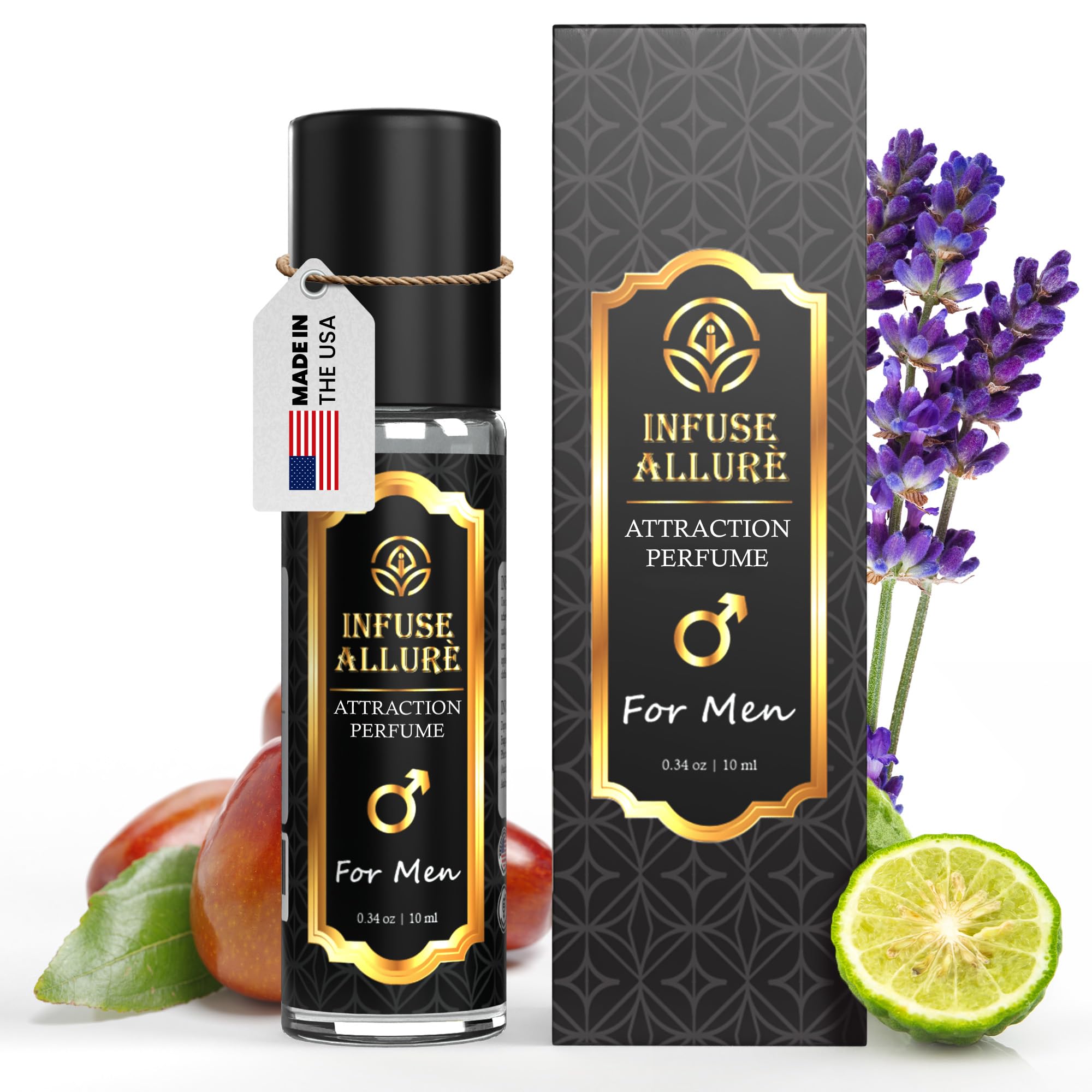 Infuse Allurè Premium Pheromones Perfume Oil for Men - Bold, Extra Strength Formula - Irresistible Fragrance Blend with Jojoba Oil - Long-lasting Scent 10ml