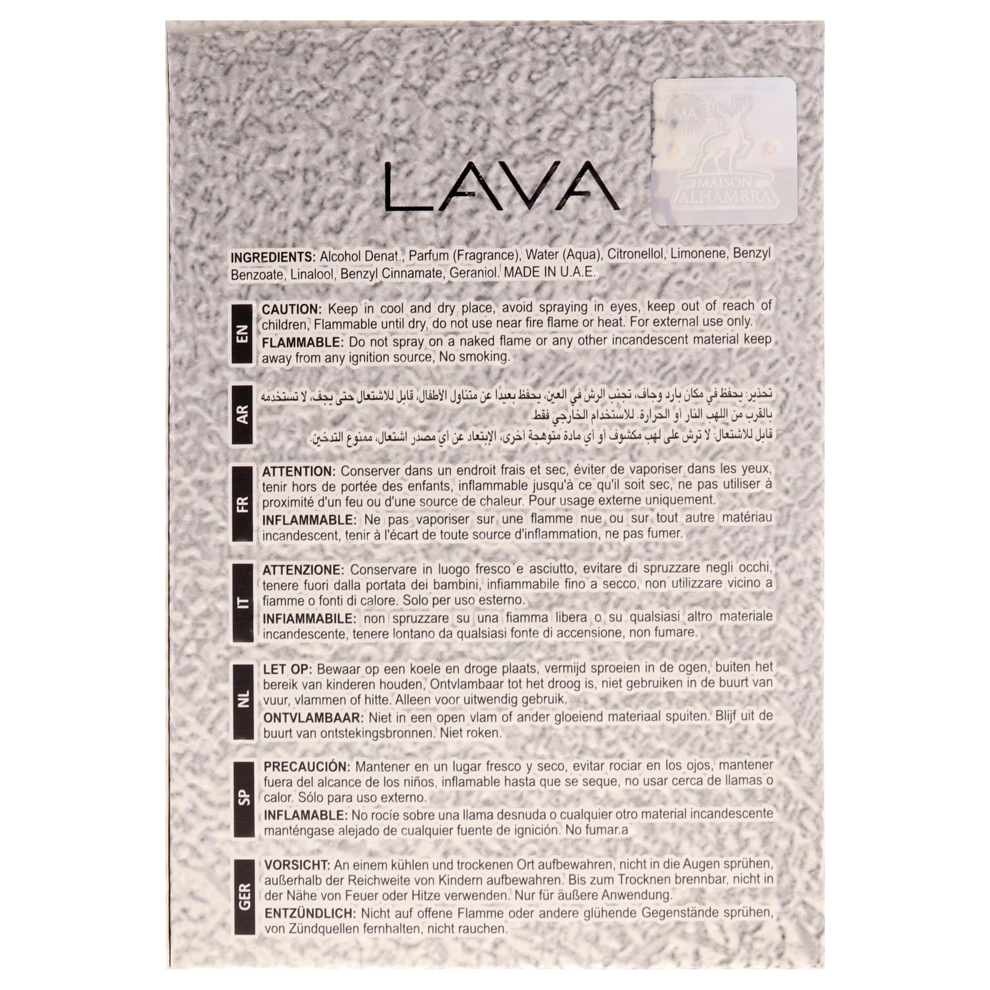 Lava by Maison Alhambra for Unisex - 3.4 oz EDP Spray
