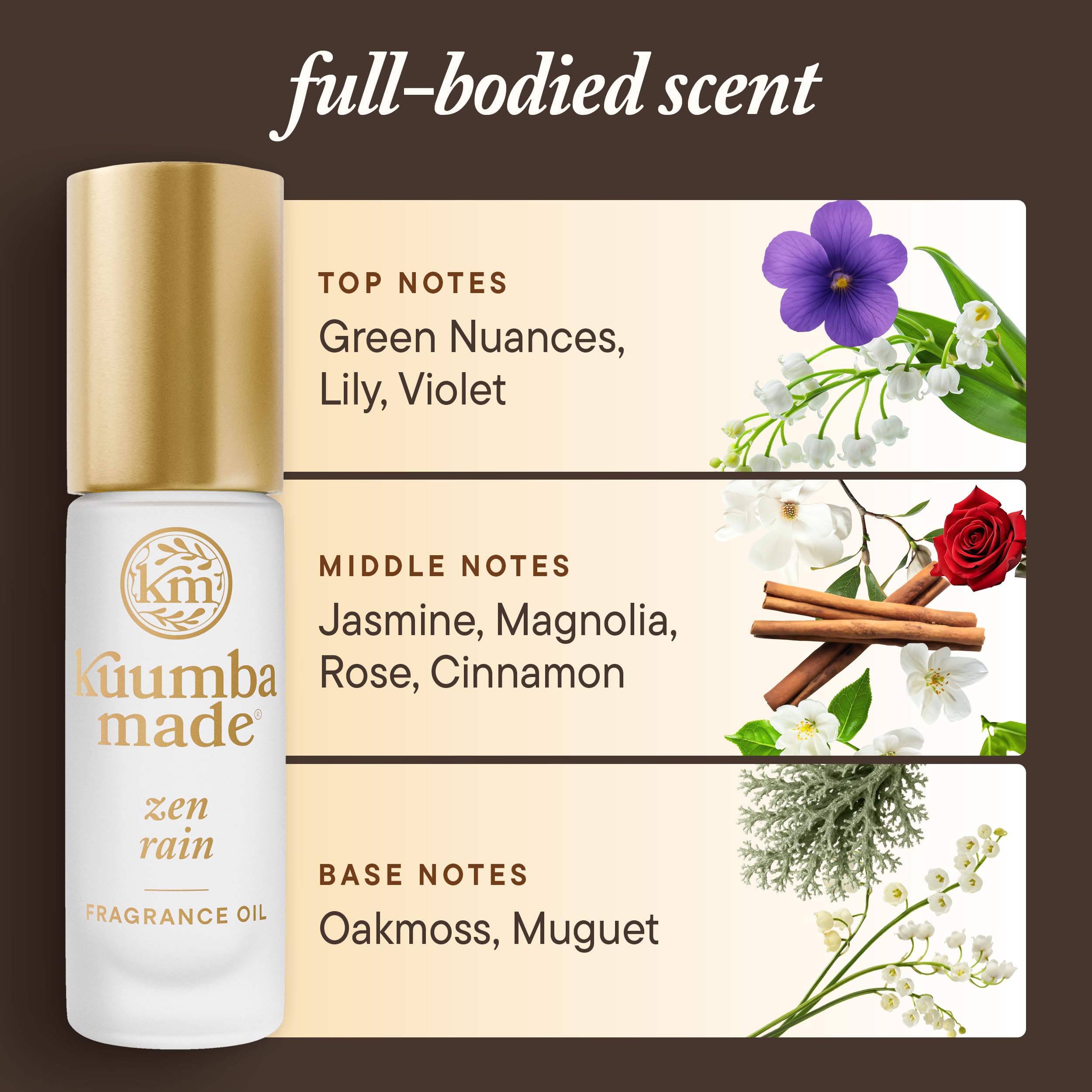 Kuumba Made Zen Rain Fragrance Oil, Long-Lasting Scented Oil Perfume Roller, Vegan, Alcohol-Free, 0.15 Fl Oz