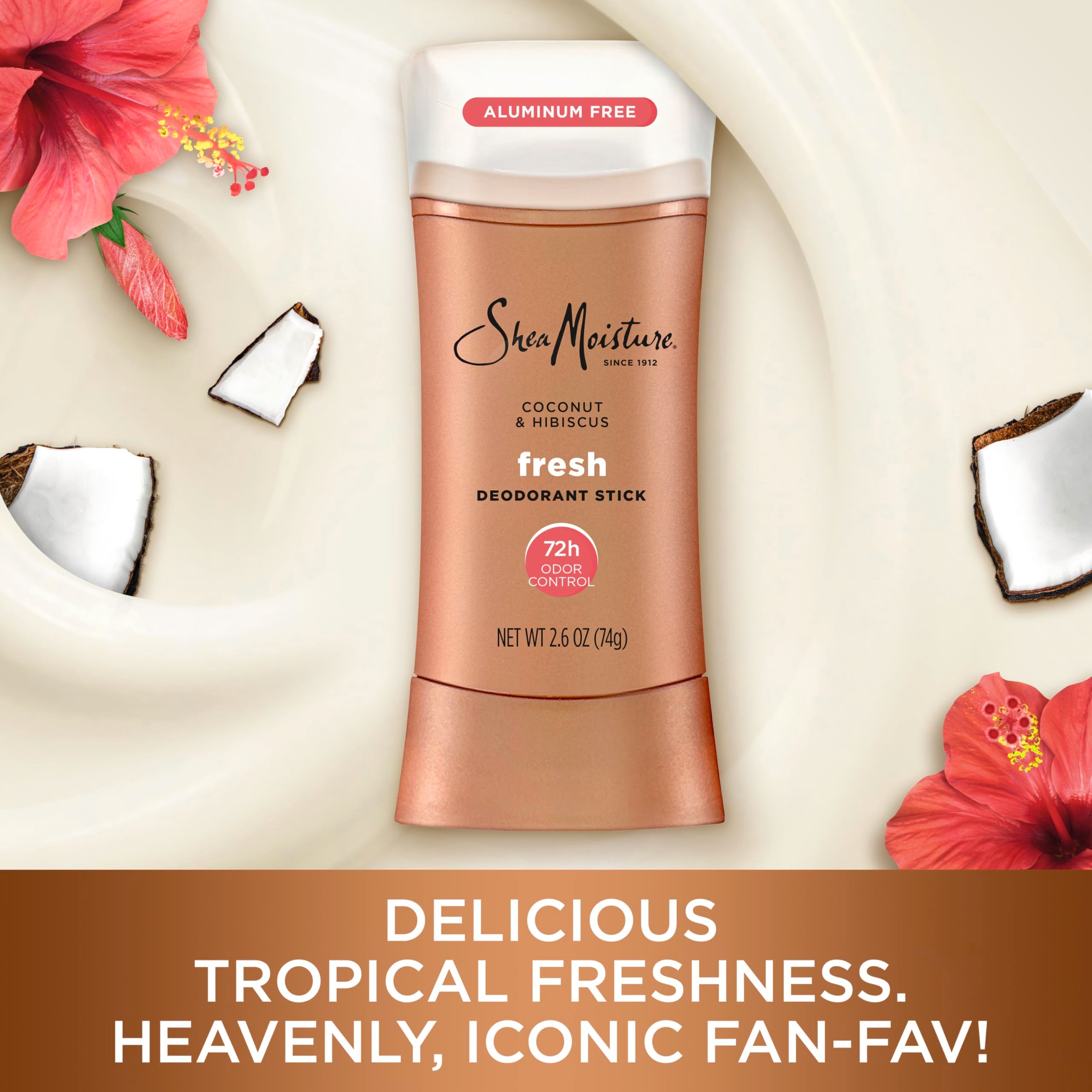 SheaMoisture Deodorant Stick 72h Odor Control Coconut & Hibiscus Fresh Aluminum Free 2.6 oz