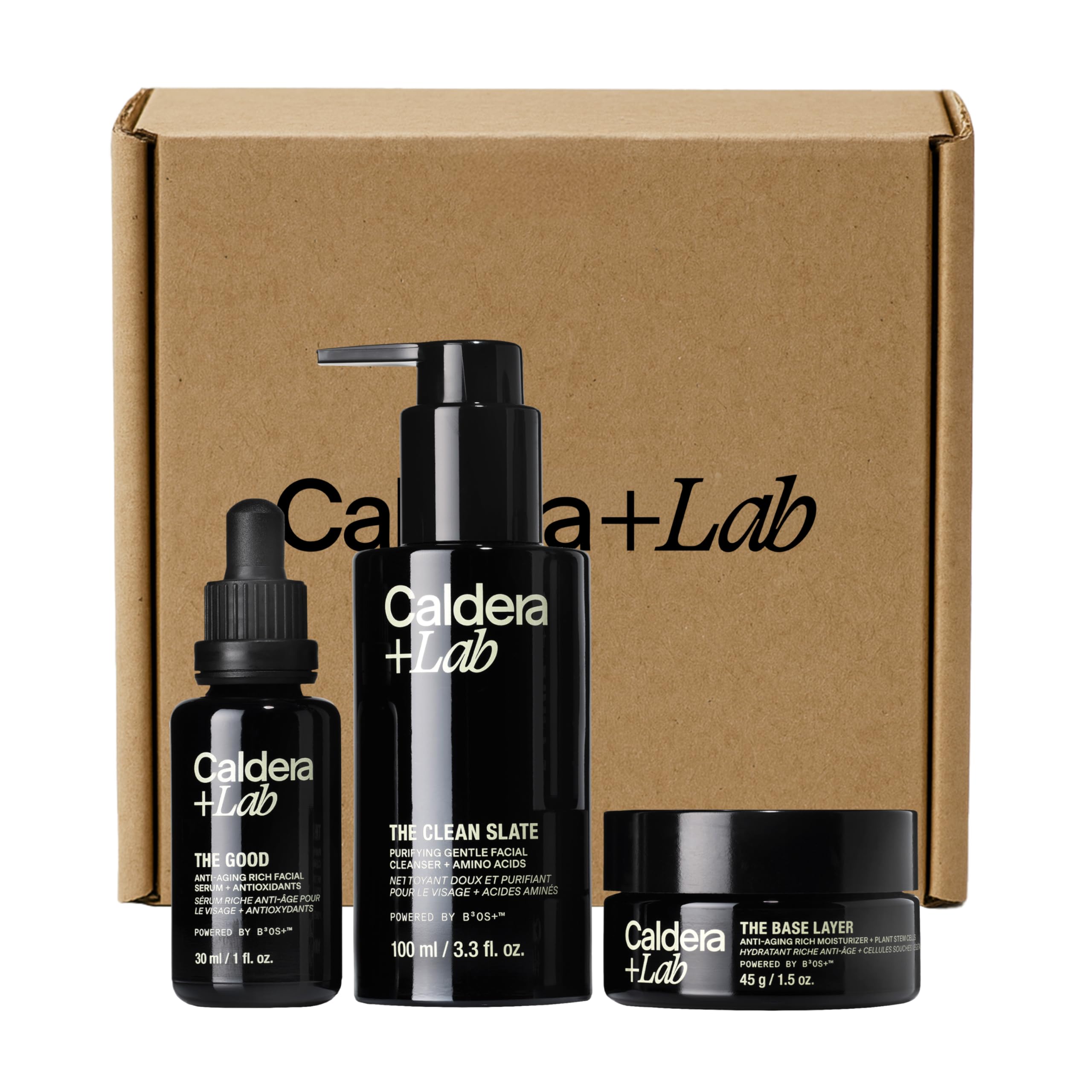Caldera + Lab Men’s Skincare Set – The Regimen Rich: Cleanser, Moisturizer & Night Serum | Hydrating, Firming & Smoothing | Niacinamide, Clean, All Skin Types