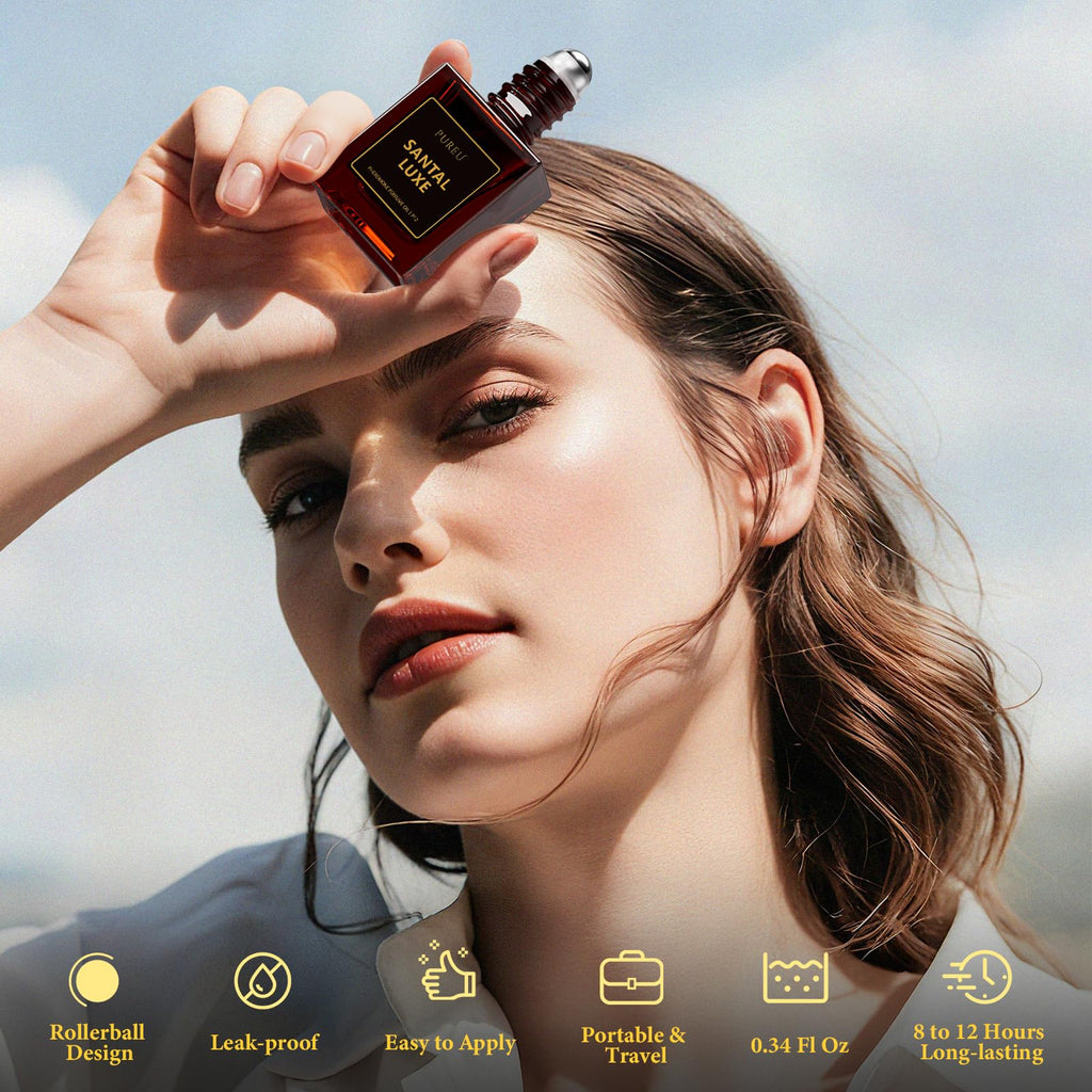 2 Pack Roll On Perfume Oil Pheromones Perfumes for Women, 0.34FL OZ/10ML Travel Size, Essential Oil Fragrance, Santal Luxe Scents Long Lasting Eau De Parfum, Made in USA