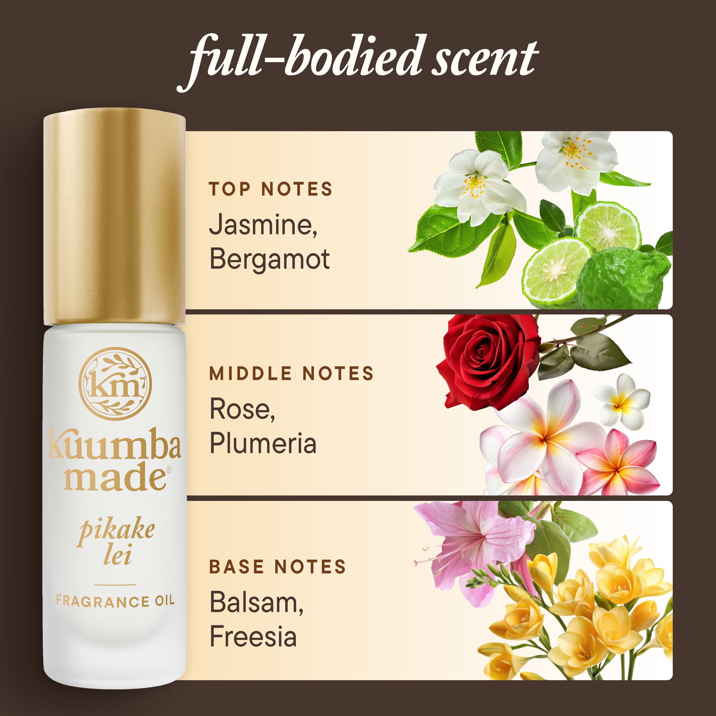Kuumba Made Pikaki Lei Fragrance Oil, Long-Lasting Scented Oil Perfume Roller, Vegan, Alcohol-Free, 0.15 Fl Oz