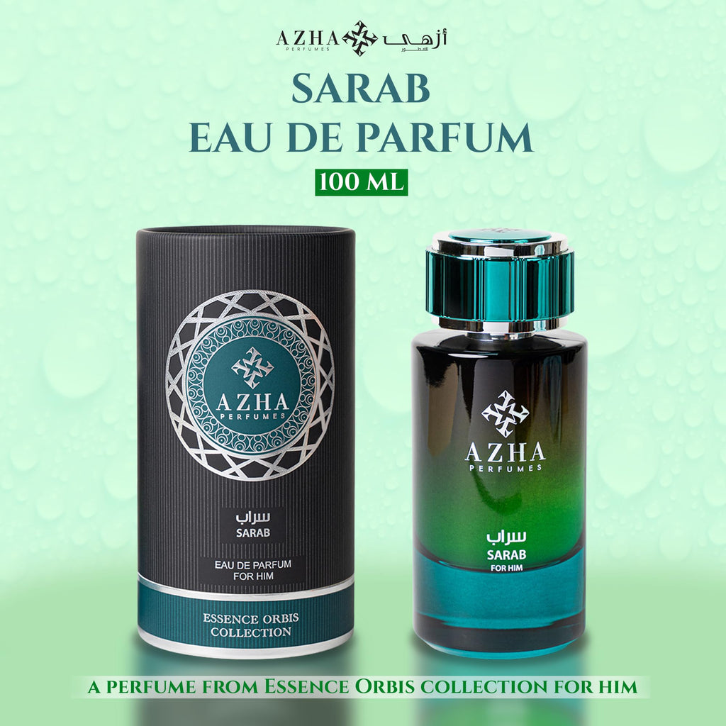 AZHA Sarab For Him Eau De Parfum Spray 100ML (3.4 OZ) Long Lasting Arabian Perfume For Men - A Captivating Fusion of Floral & Woody Notes with Peach & Ambergris Richness - Premium Perfume Men