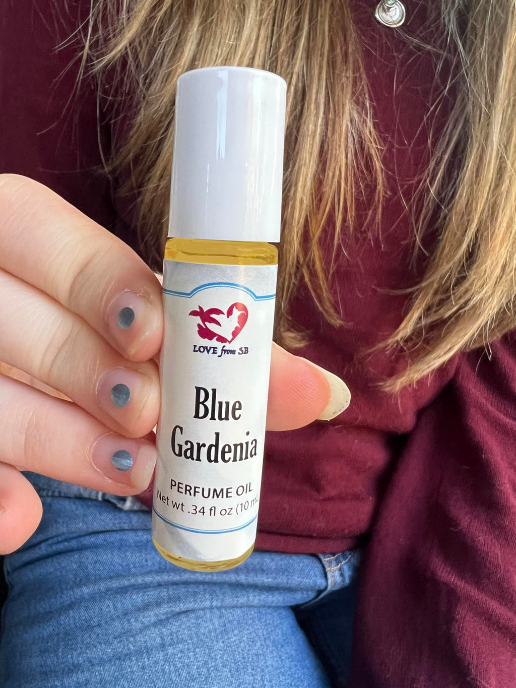 Blue Gardenia Perfume Oil | .03 oz/10 ml Roll On Bottle with Organic Jojoba Oil | Made in Santa Barbara, California (Blue Gardenia)