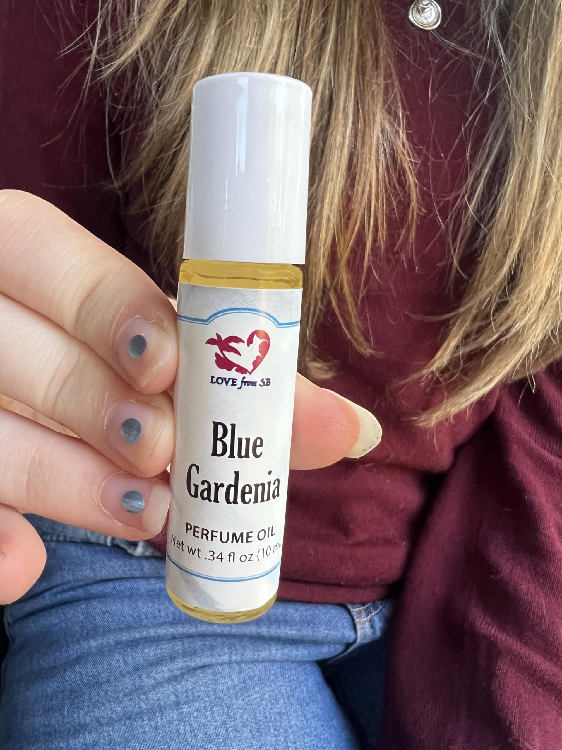 Blue Gardenia Perfume Oil | .03 oz/10 ml Roll On Bottle with Organic Jojoba Oil | Made in Santa Barbara, California (Blue Gardenia)