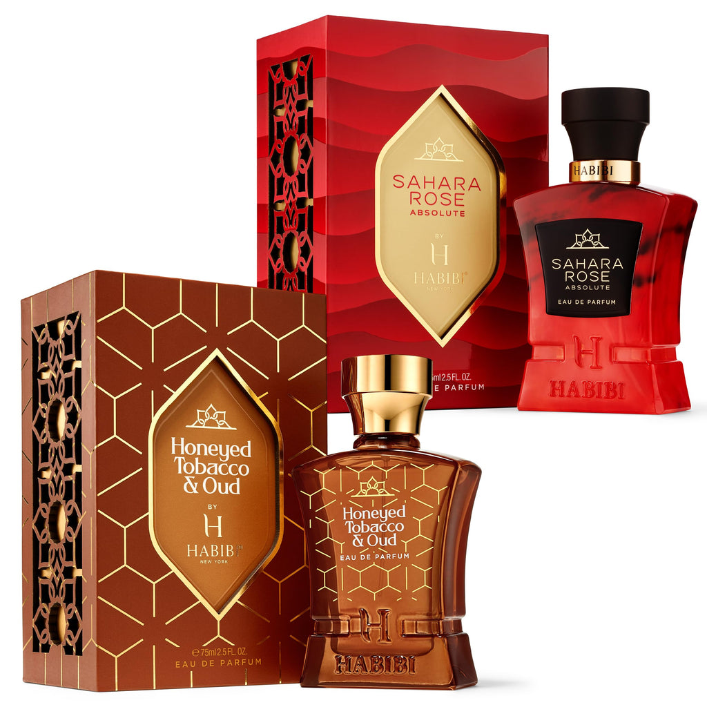 H HABIBI Honey Oud & Tobacco Honey Perfume and Sahara Rose Absolute for Men & Women - Woody, Smokey, Sweet, Spicy & Musky Notes with Sandalwood, Amber, & White Musk - Romantic Long-Lasting Eau de Par